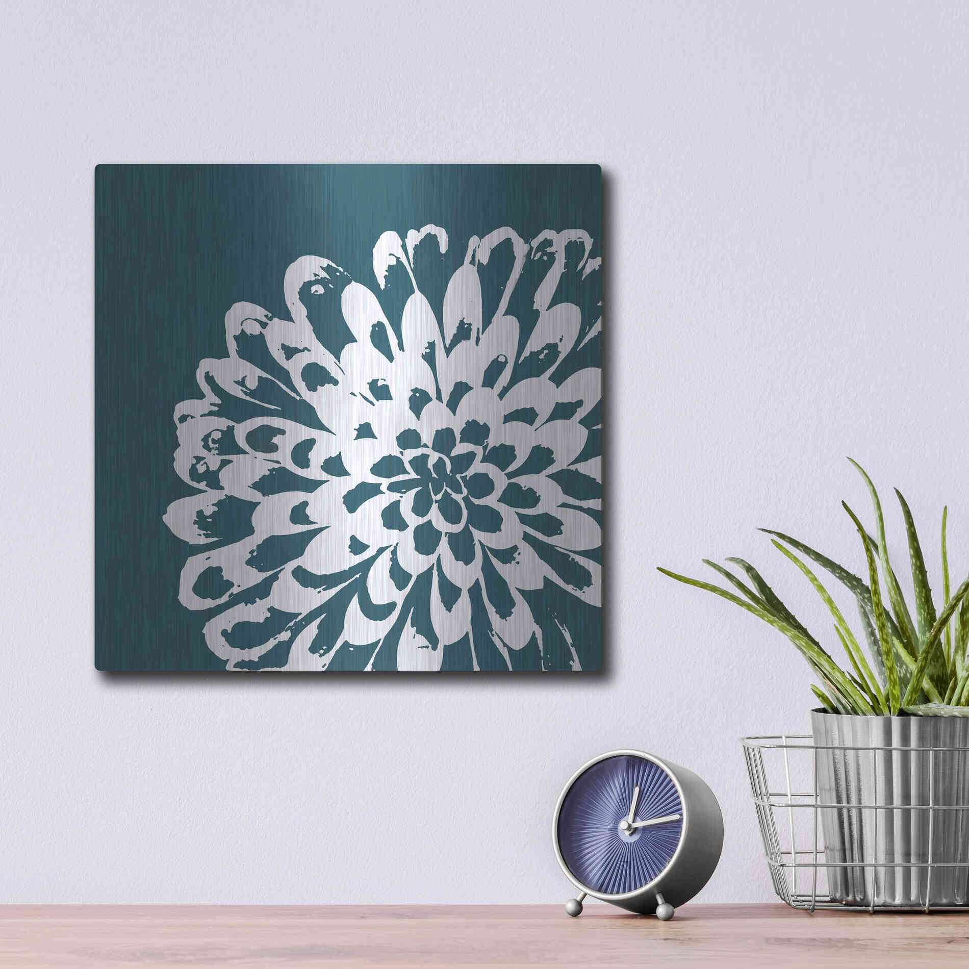 Luxe Metal Art 'Graphic Flower 1' by GraphINC, Metal Wall Art,12x12