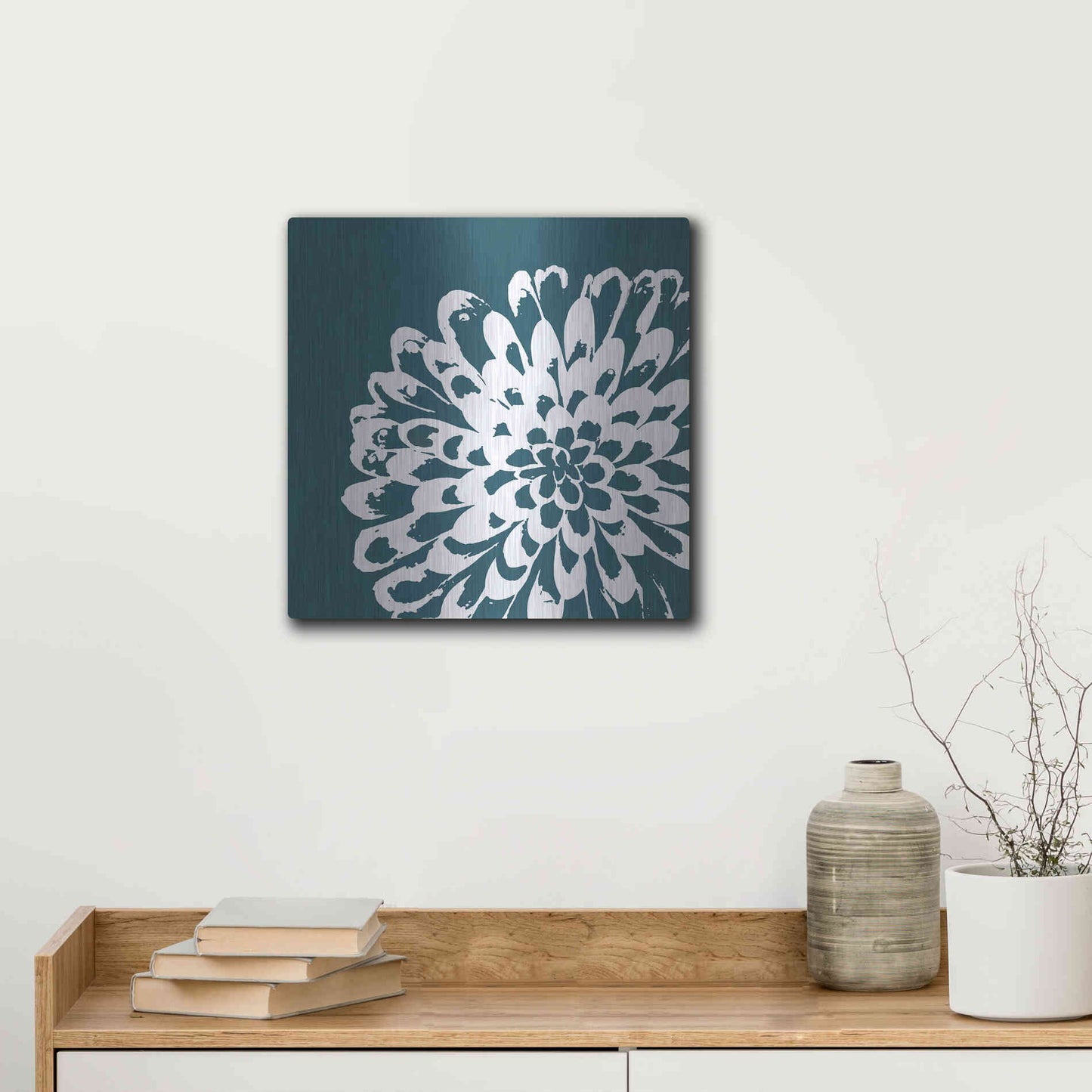 Luxe Metal Art 'Graphic Flower 1' by GraphINC, Metal Wall Art,12x12