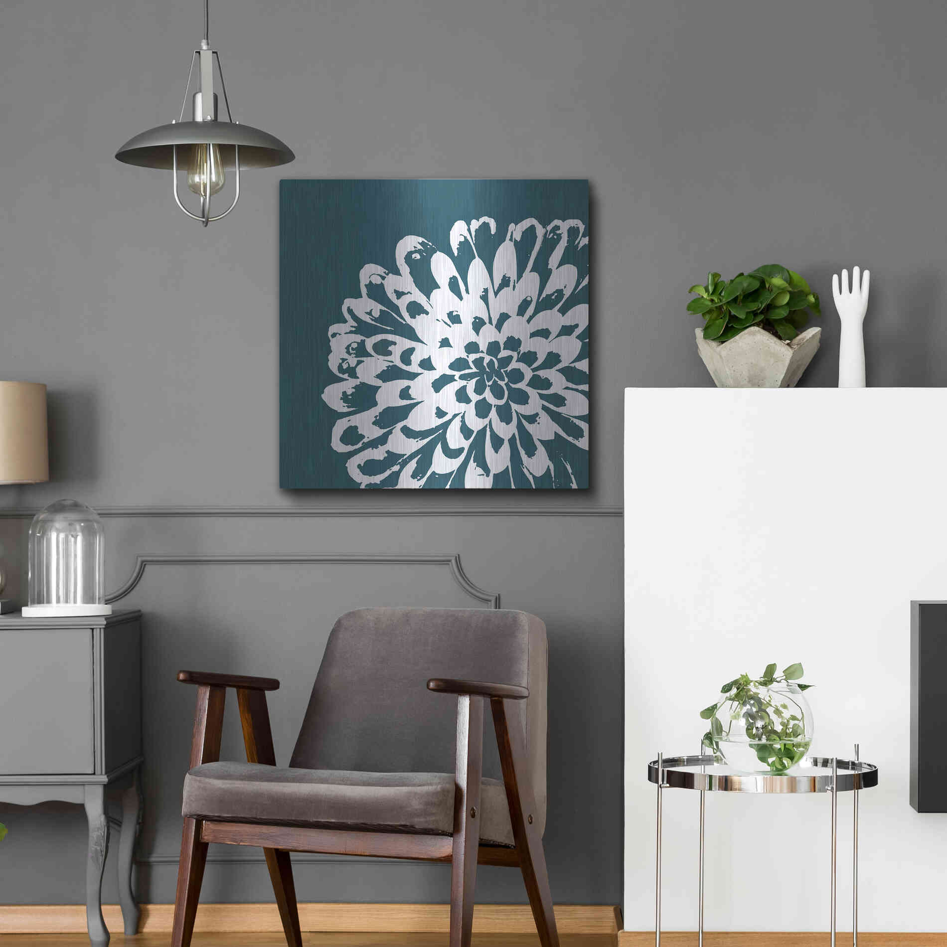 Luxe Metal Art 'Graphic Flower 1' by GraphINC, Metal Wall Art,24x24