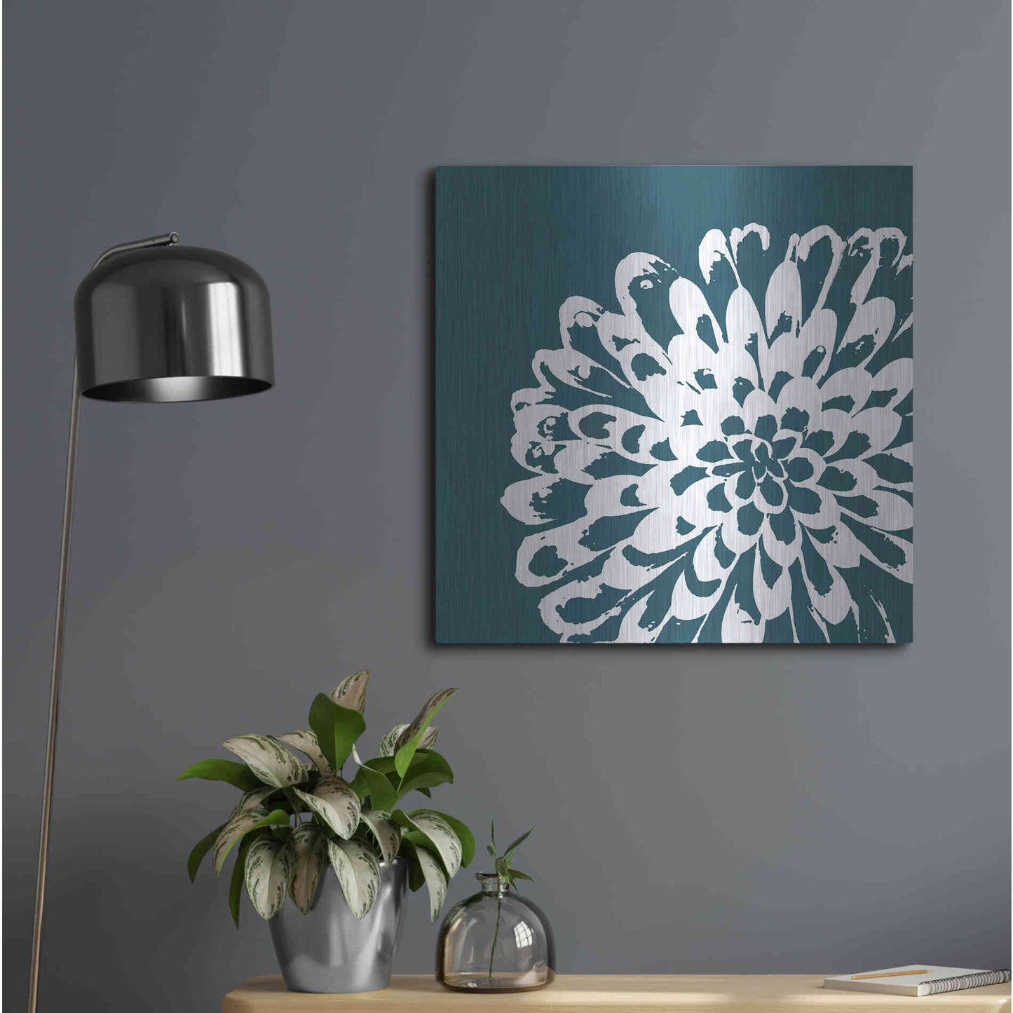 Luxe Metal Art 'Graphic Flower 1' by GraphINC, Metal Wall Art,24x24