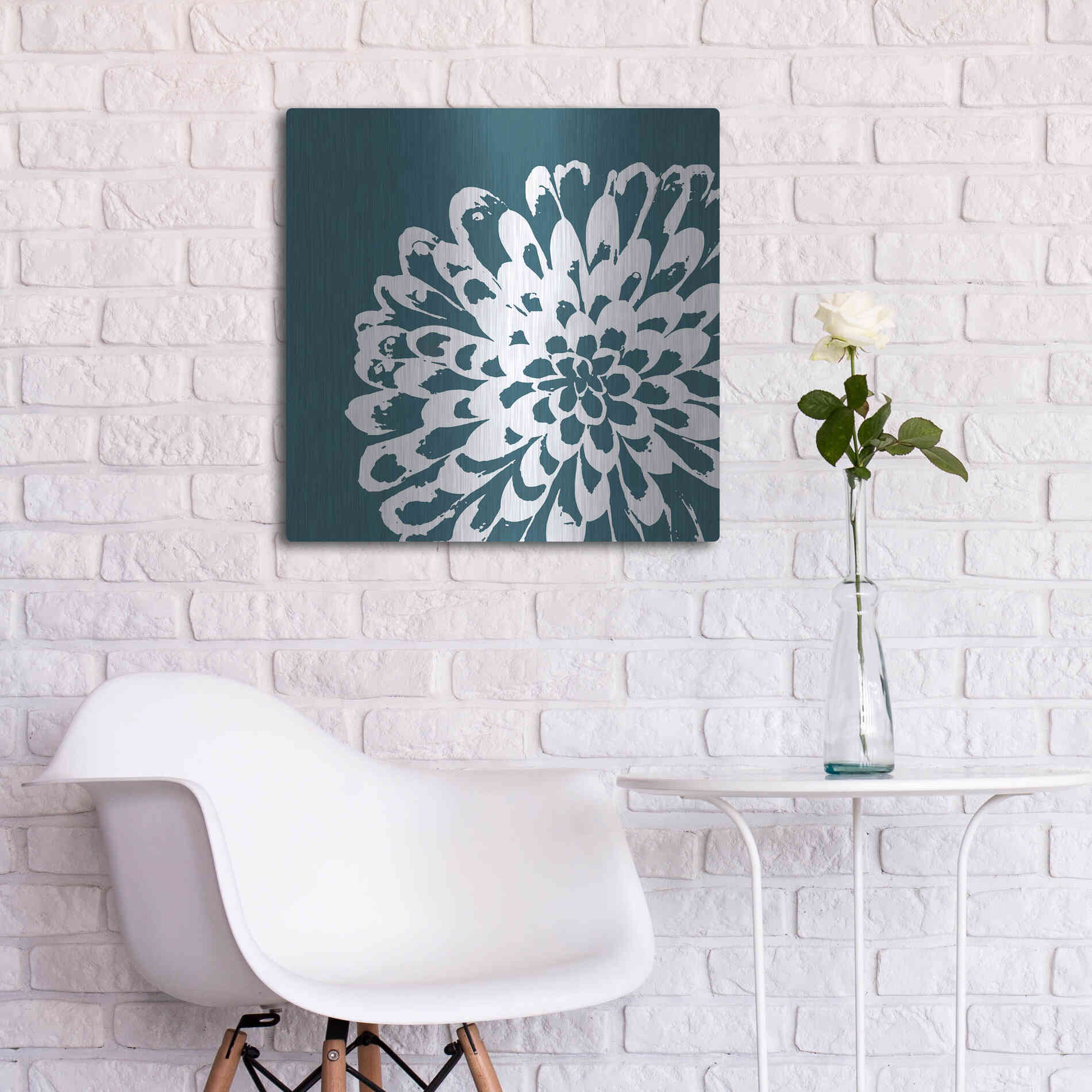 Luxe Metal Art 'Graphic Flower 1' by GraphINC, Metal Wall Art,24x24