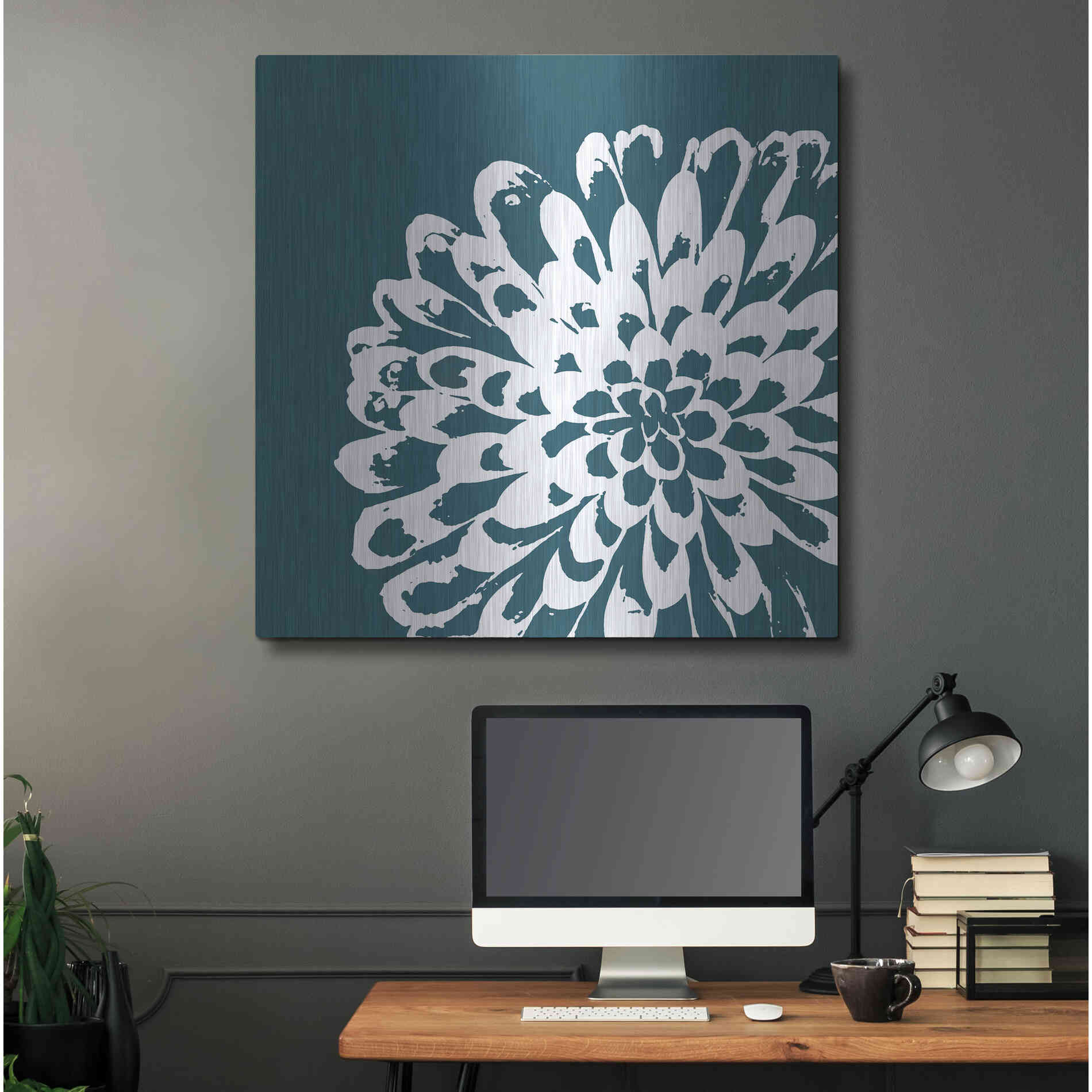 Luxe Metal Art 'Graphic Flower 1' by GraphINC, Metal Wall Art,36x36