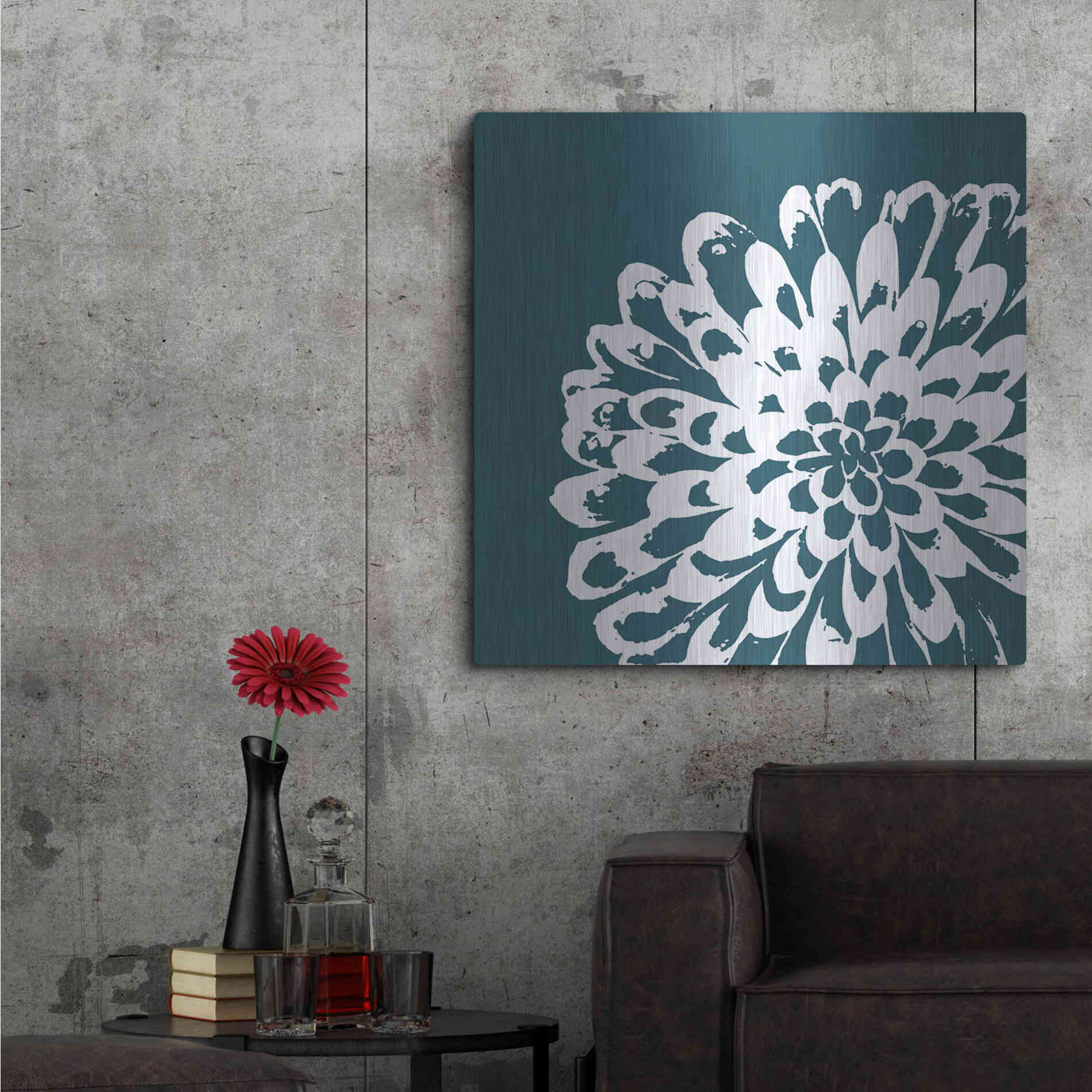 Luxe Metal Art 'Graphic Flower 1' by GraphINC, Metal Wall Art,36x36