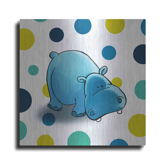 Luxe Metal Art 'Hippo Blue' by GraphINC, Metal Wall Art