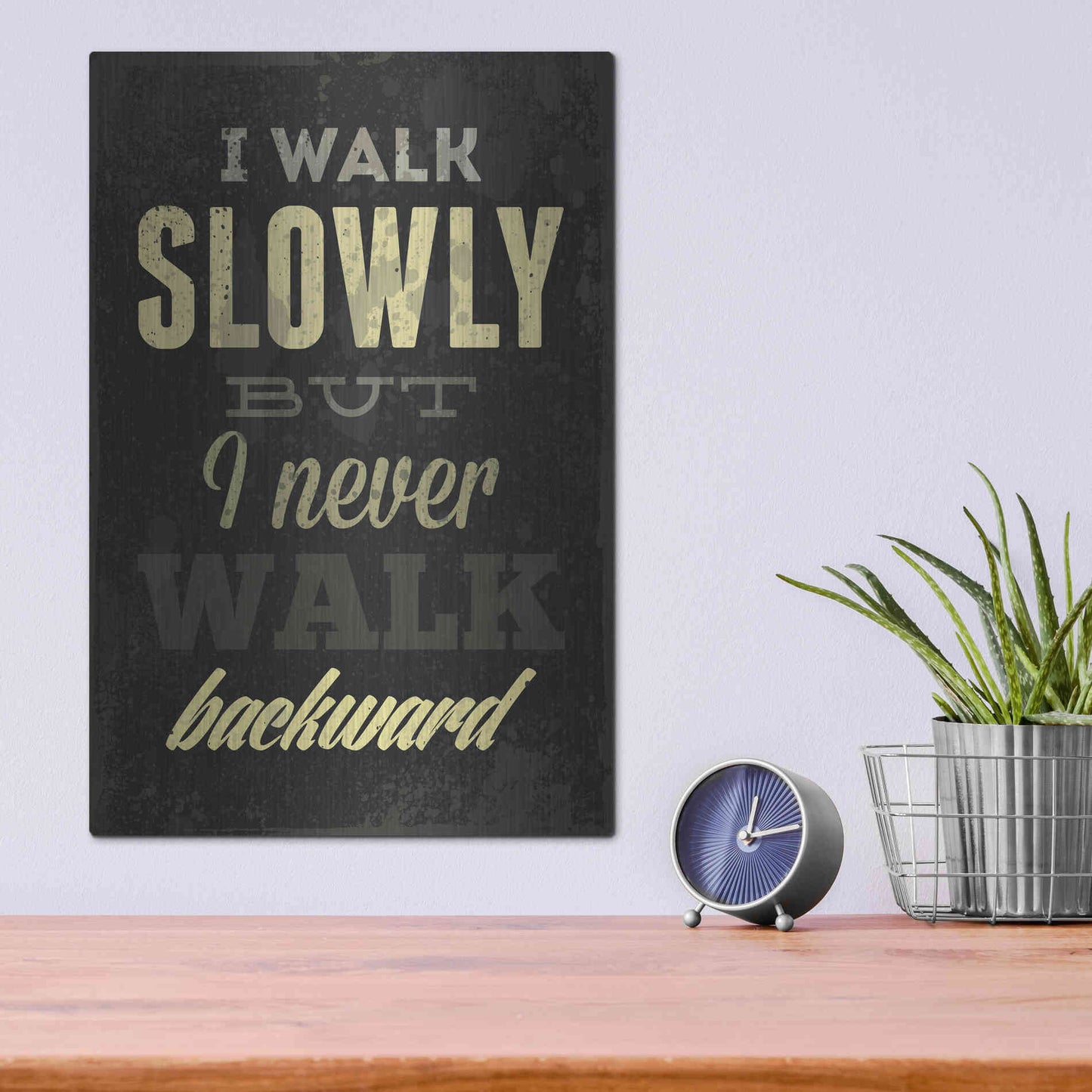 Luxe Metal Art 'I Walk Slowly' by GraphINC, Metal Wall Art,12x16