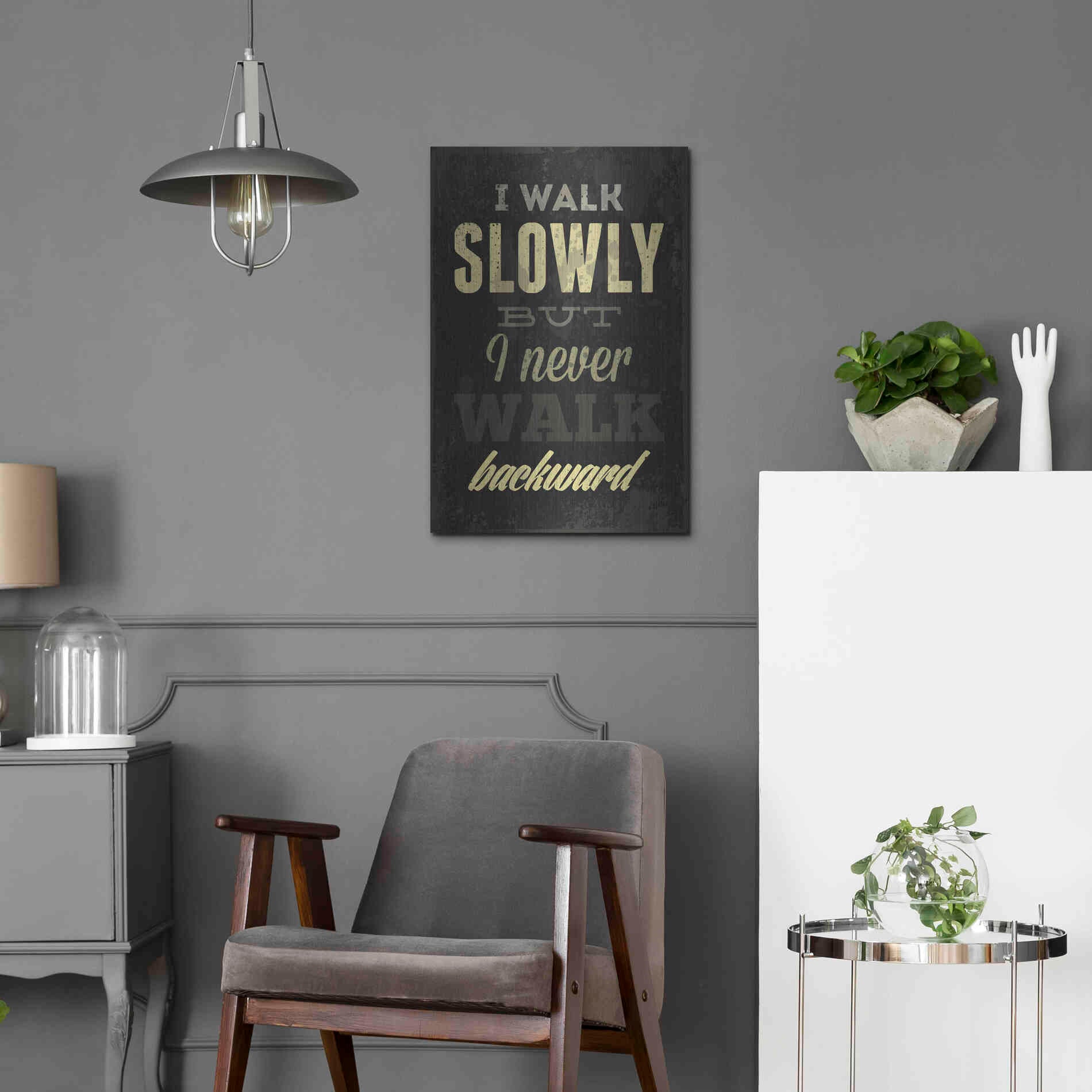 Luxe Metal Art 'I Walk Slowly' by GraphINC, Metal Wall Art,16x24