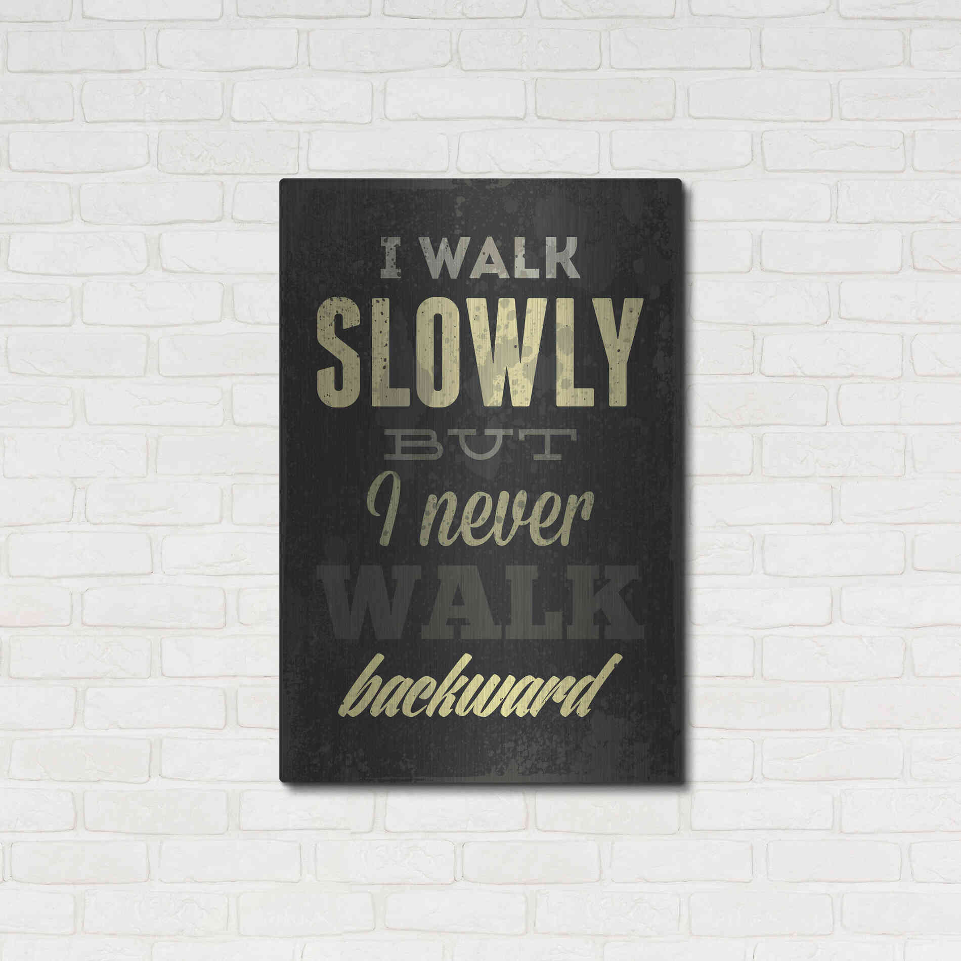 Luxe Metal Art 'I Walk Slowly' by GraphINC, Metal Wall Art,24x36