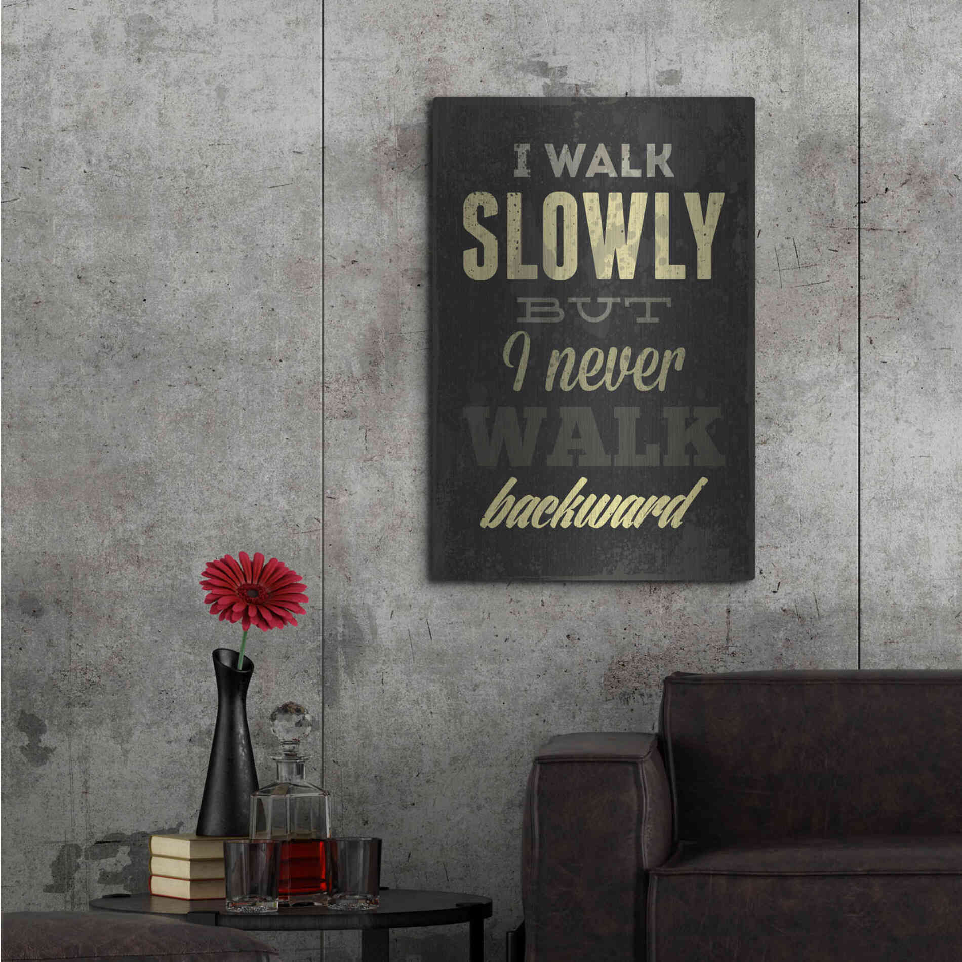 Luxe Metal Art 'I Walk Slowly' by GraphINC, Metal Wall Art,24x36