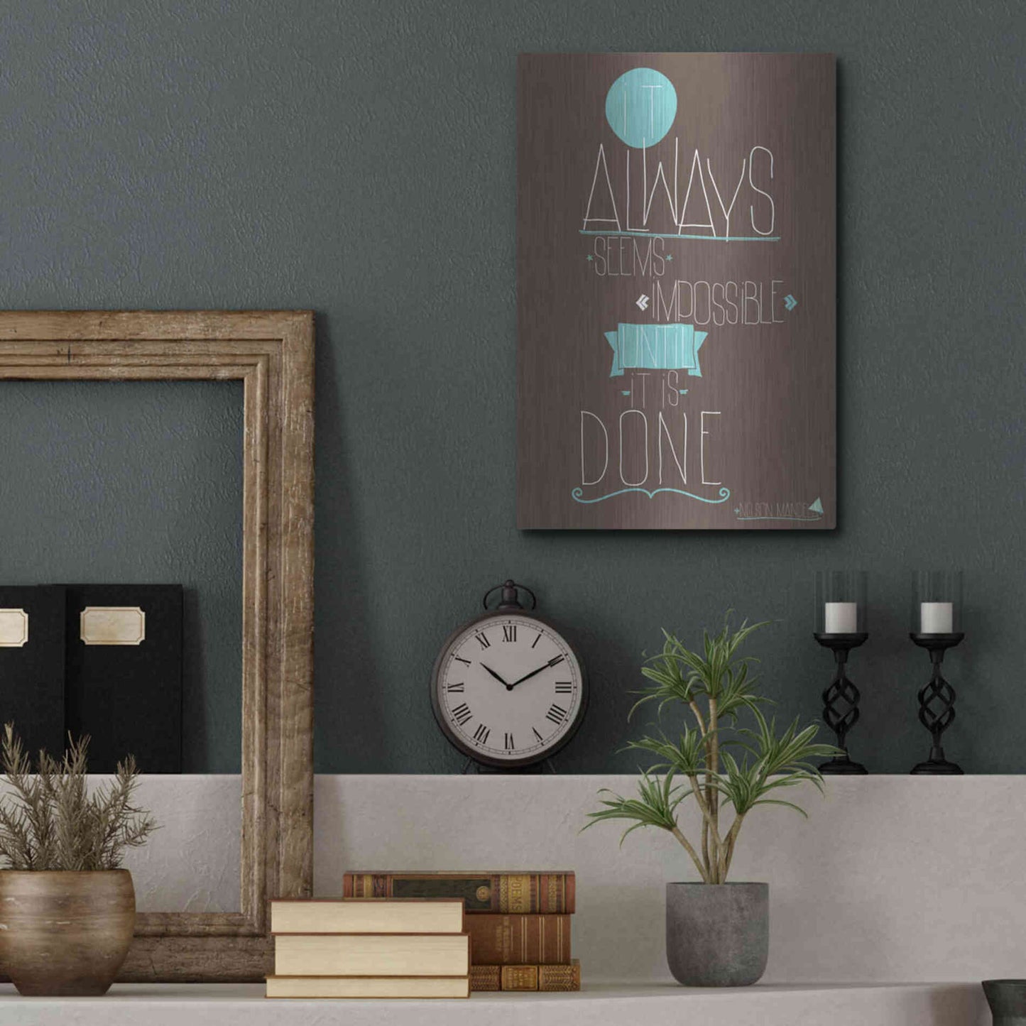 Luxe Metal Art 'It Always Seems' by GraphINC, Metal Wall Art,12x16