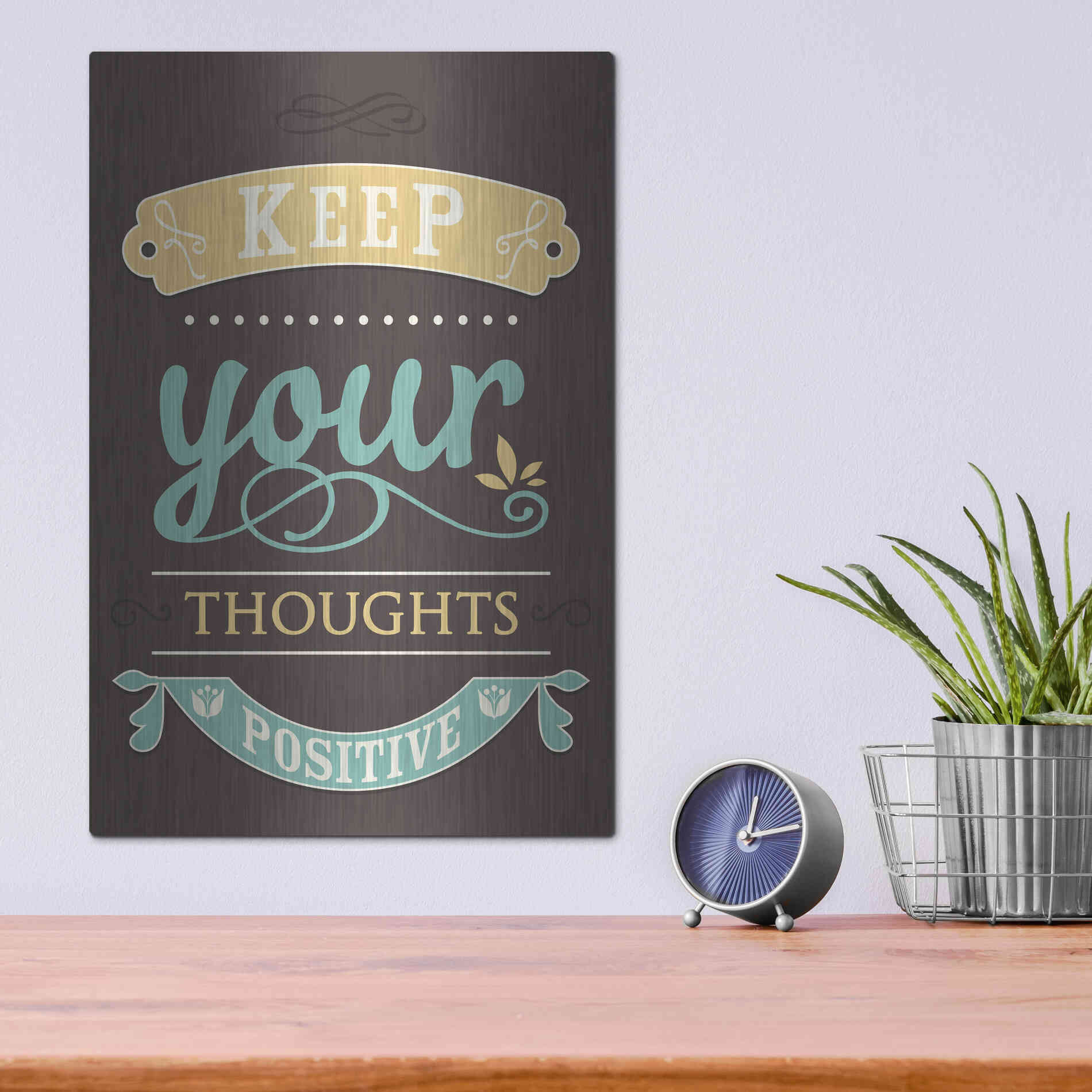 Luxe Metal Art 'Keep Your Thoughts' by GraphINC, Metal Wall Art,12x16