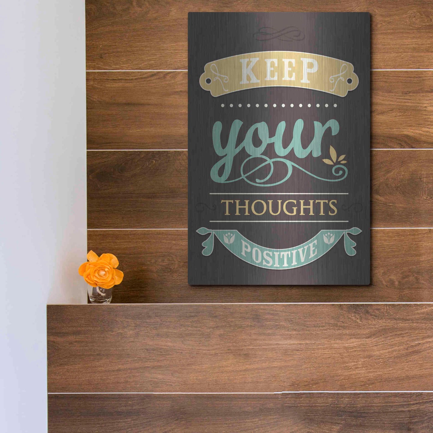 Luxe Metal Art 'Keep Your Thoughts' by GraphINC, Metal Wall Art,12x16