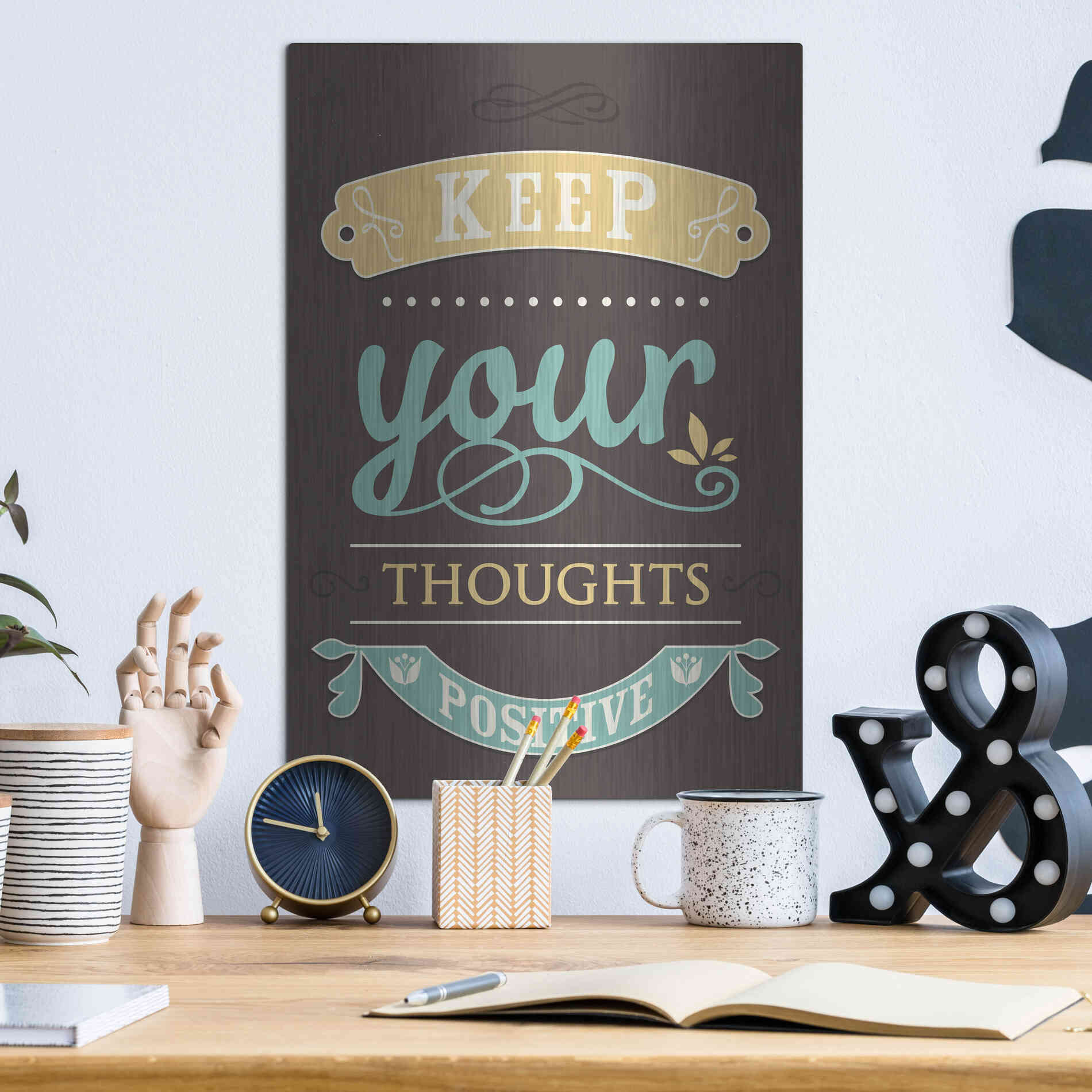 Luxe Metal Art 'Keep Your Thoughts' by GraphINC, Metal Wall Art,12x16