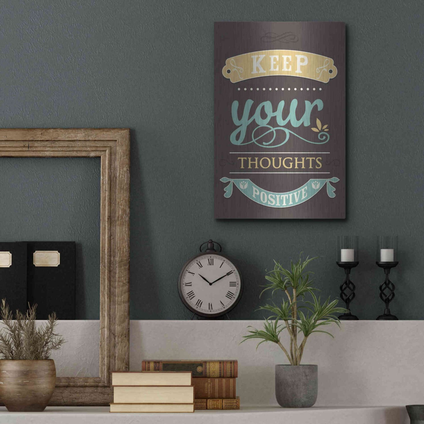 Luxe Metal Art 'Keep Your Thoughts' by GraphINC, Metal Wall Art,12x16