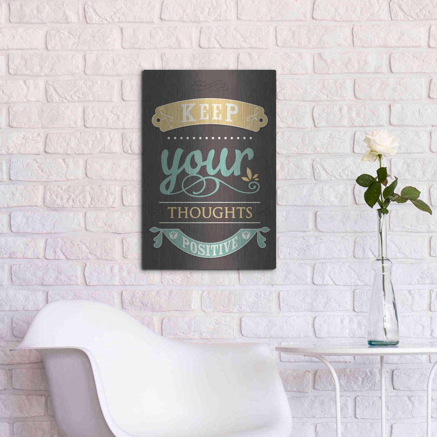 Luxe Metal Art 'Keep Your Thoughts' by GraphINC, Metal Wall Art,16x24