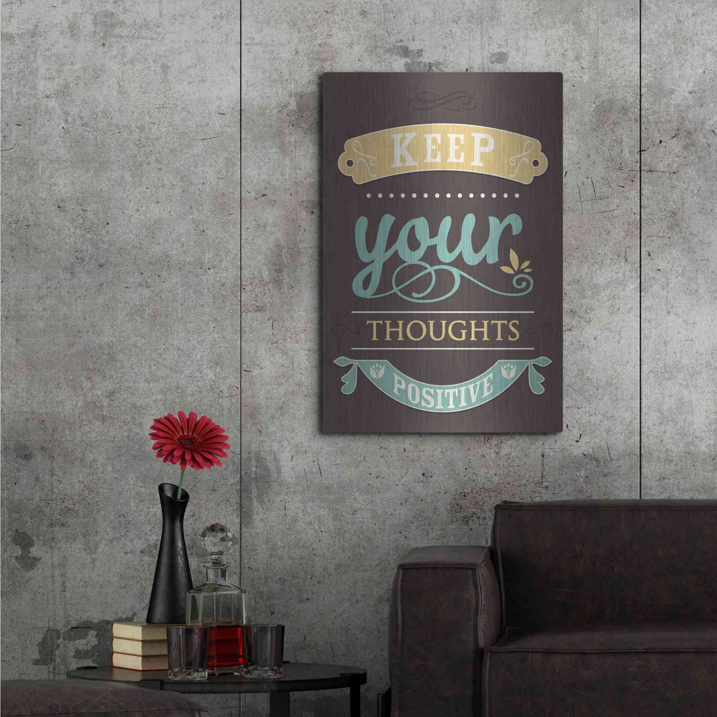 Luxe Metal Art 'Keep Your Thoughts' by GraphINC, Metal Wall Art,24x36