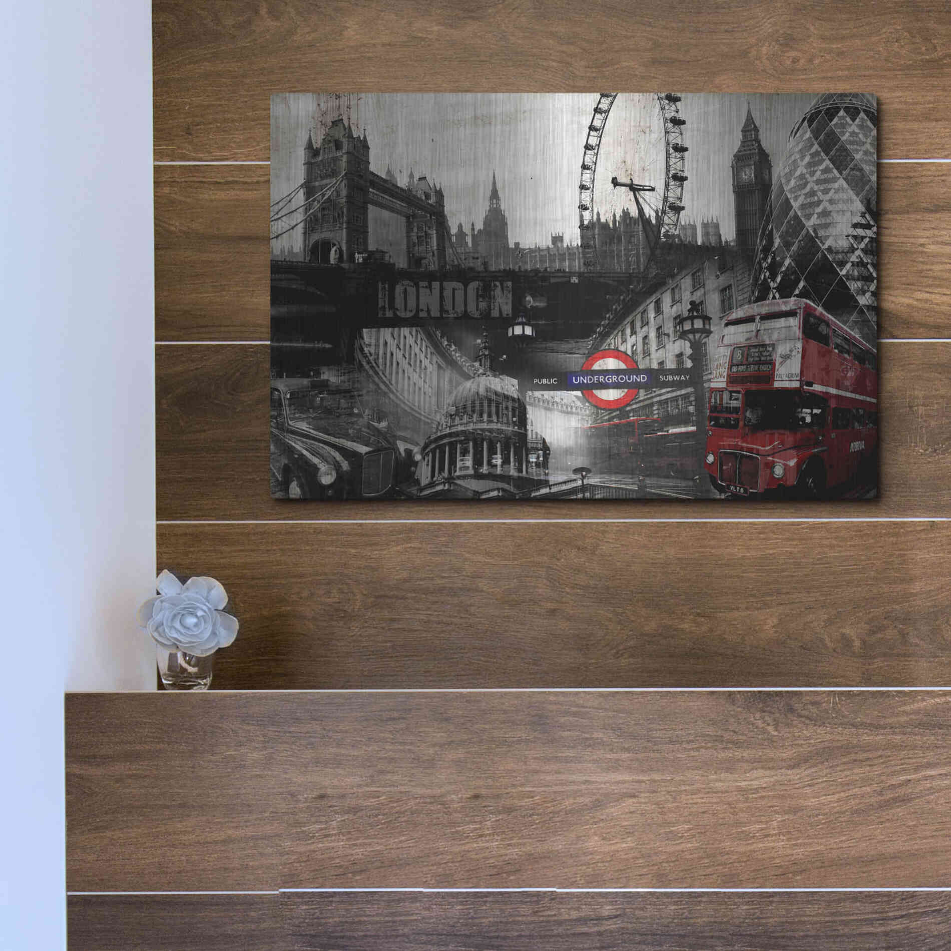 Luxe Metal Art 'London' by GraphINC, Metal Wall Art,16x12