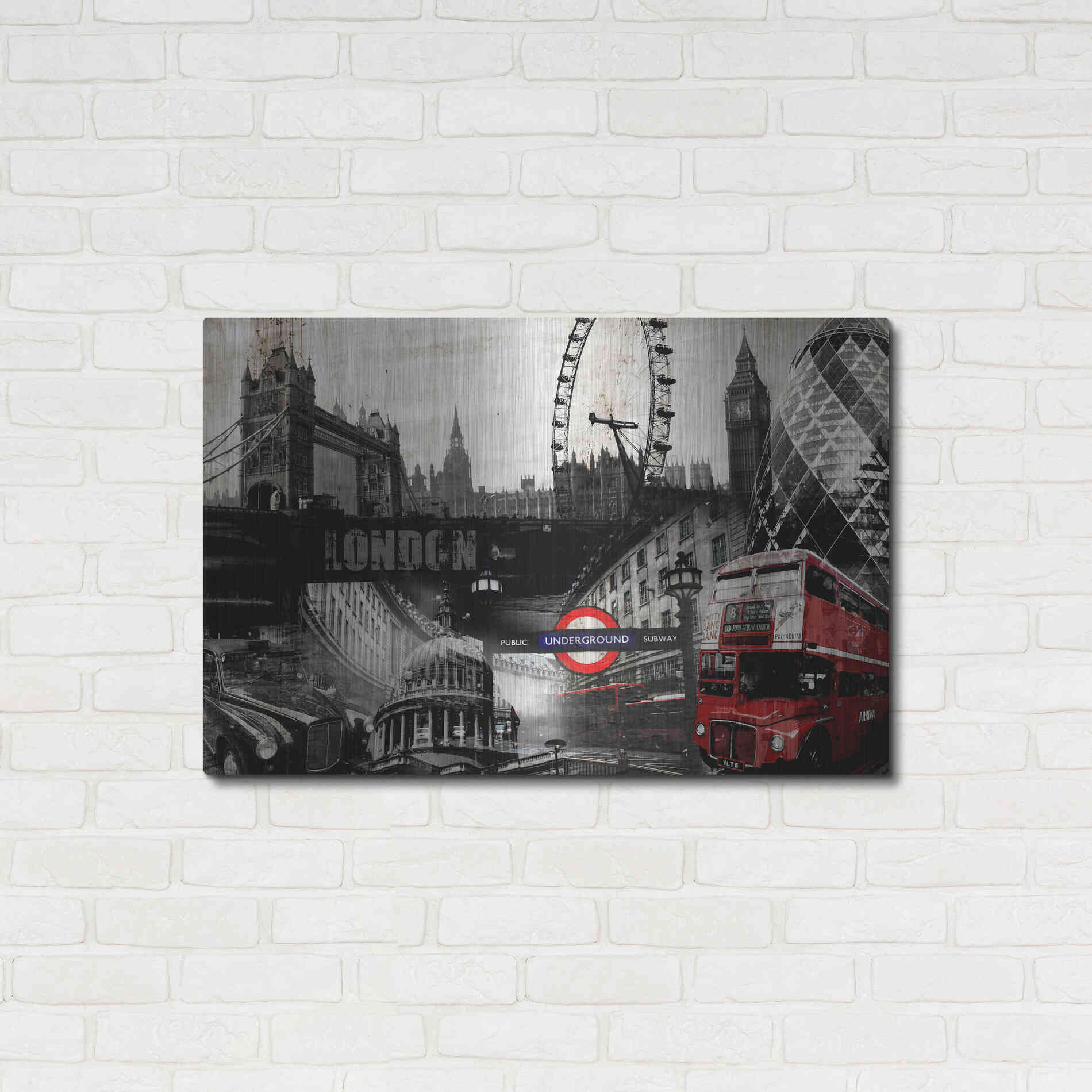 Luxe Metal Art 'London' by GraphINC, Metal Wall Art,36x24