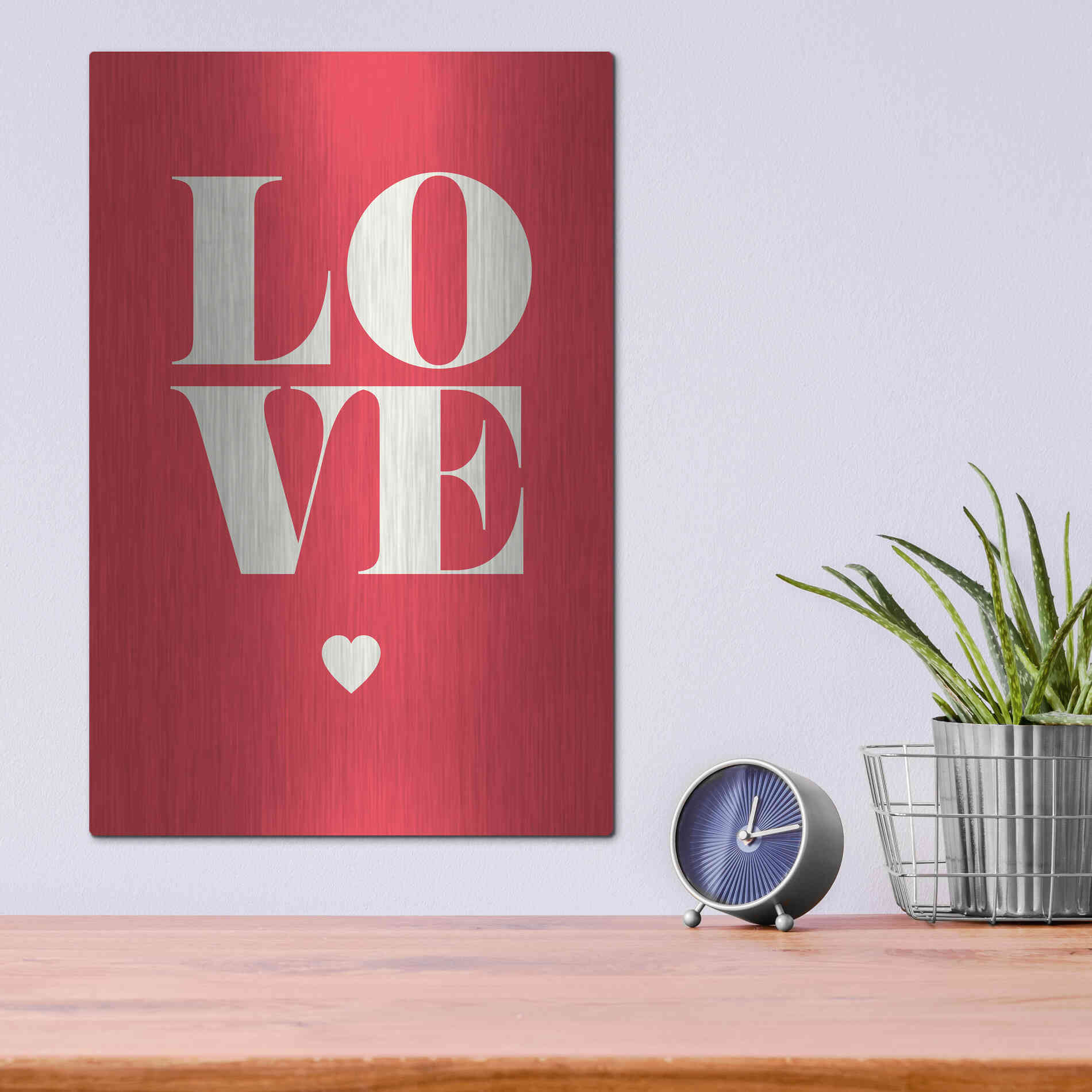 Luxe Metal Art 'Love' by GraphINC, Metal Wall Art,12x16