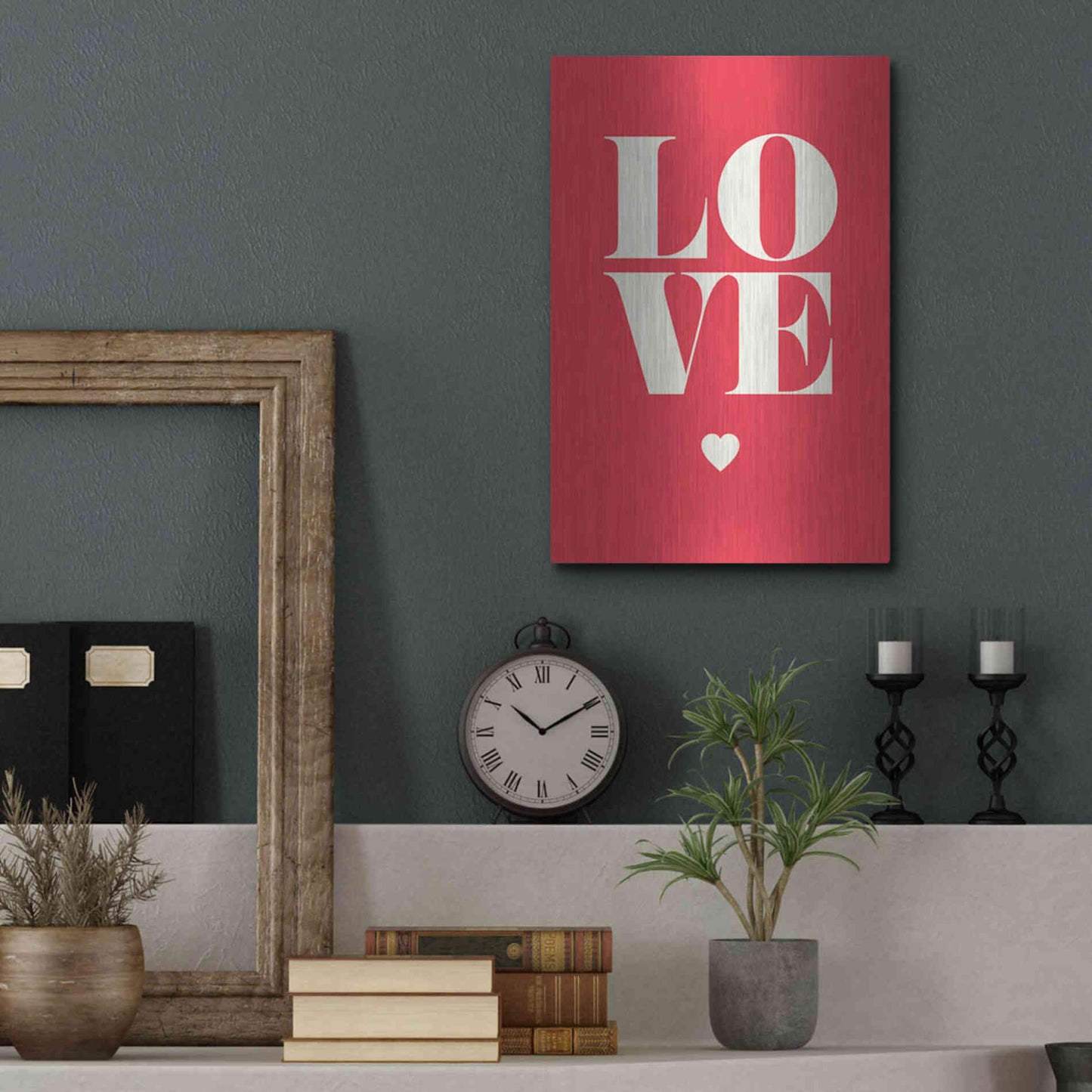 Luxe Metal Art 'Love' by GraphINC, Metal Wall Art,12x16