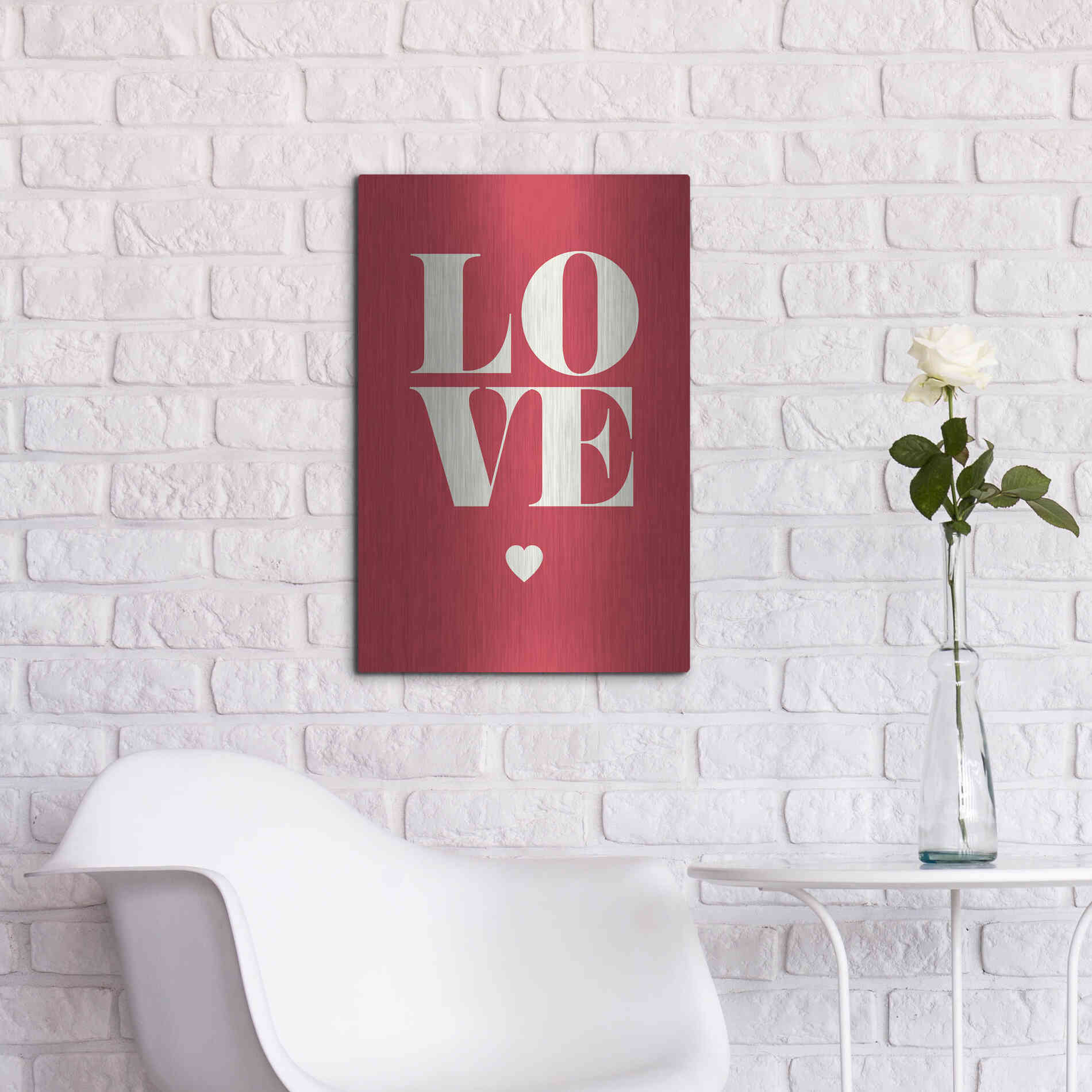 Luxe Metal Art 'Love' by GraphINC, Metal Wall Art,16x24