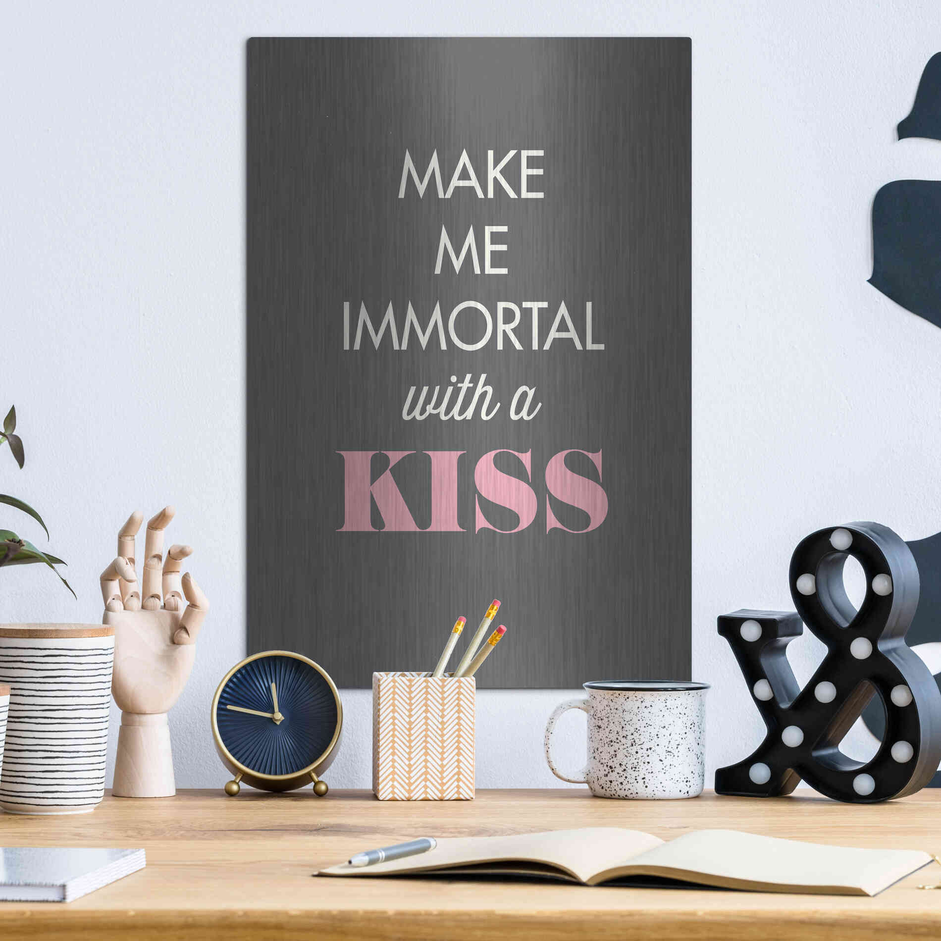 Luxe Metal Art 'Make Me Immortal' by GraphINC, Metal Wall Art,12x16