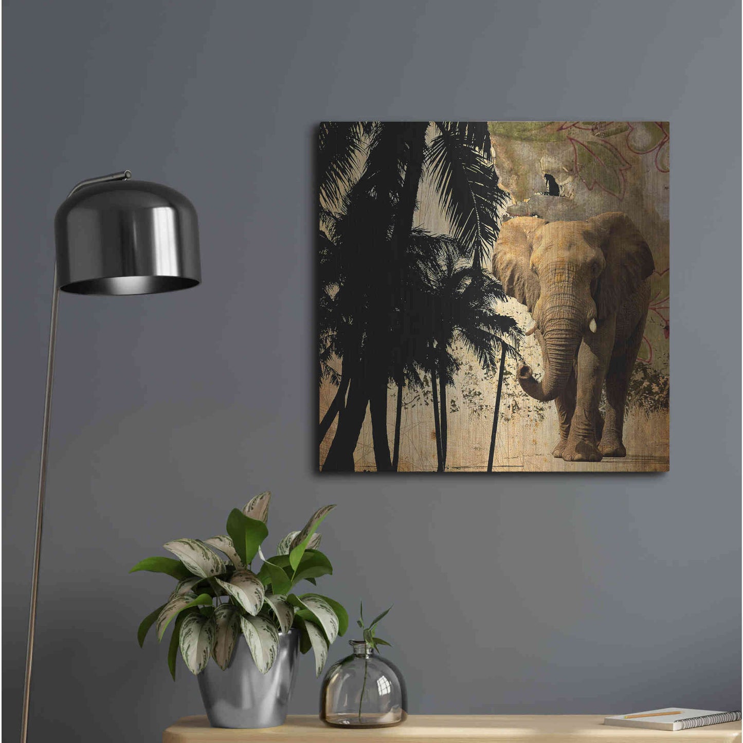 Luxe Metal Art 'Mighty Elephant 2' by GraphINC, Metal Wall Art,24x24