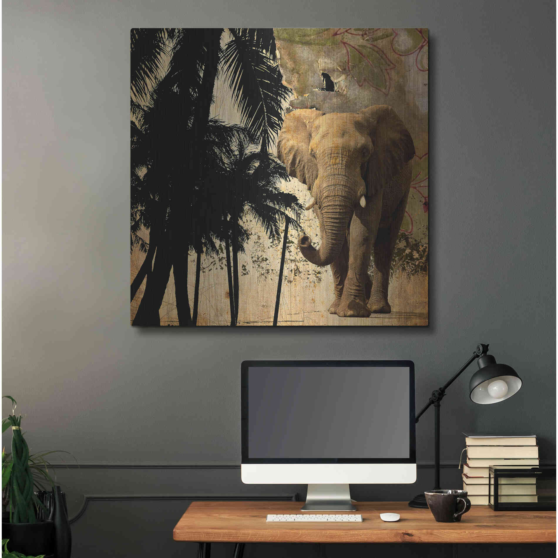 Luxe Metal Art 'Mighty Elephant 2' by GraphINC, Metal Wall Art,36x36