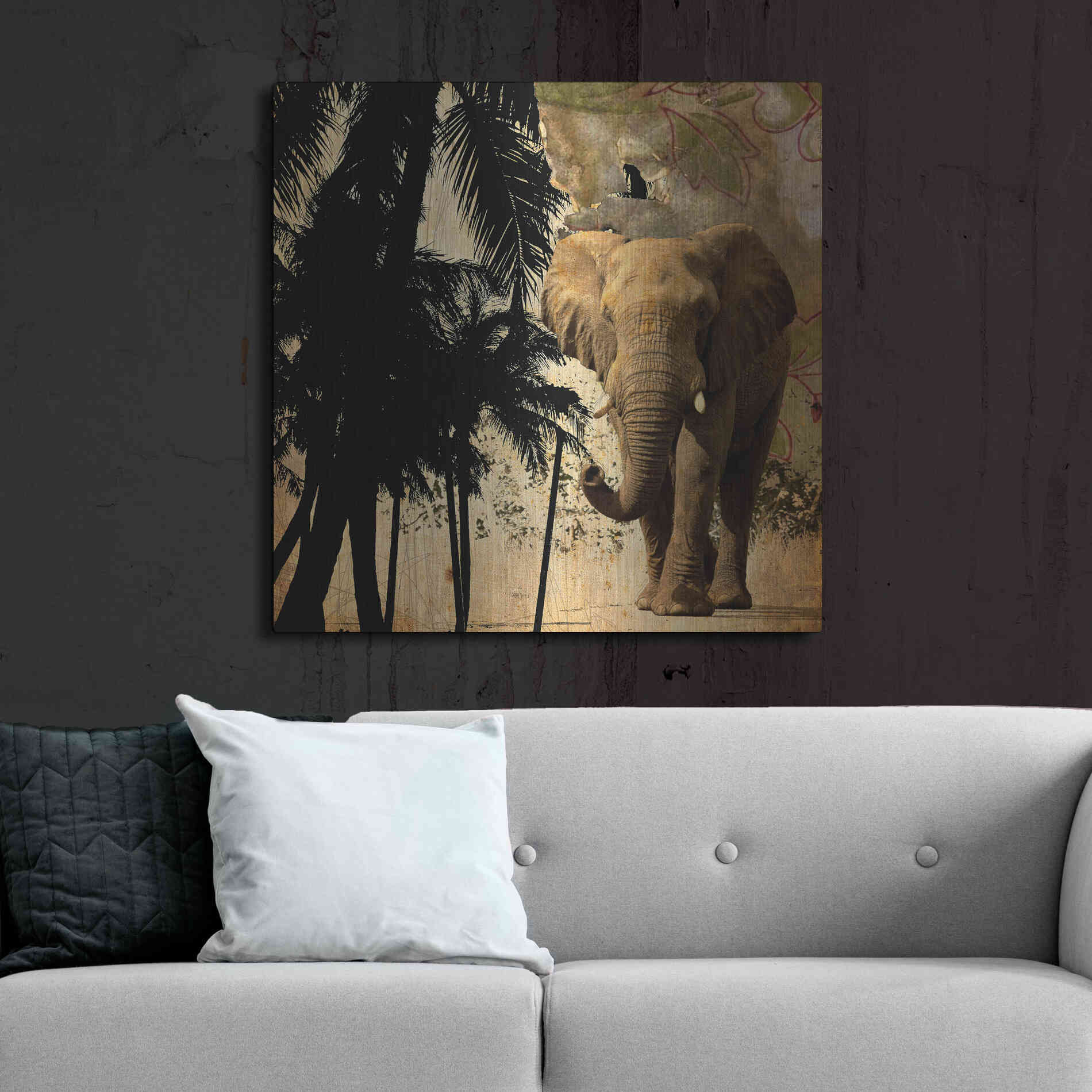 Luxe Metal Art 'Mighty Elephant 2' by GraphINC, Metal Wall Art,36x36