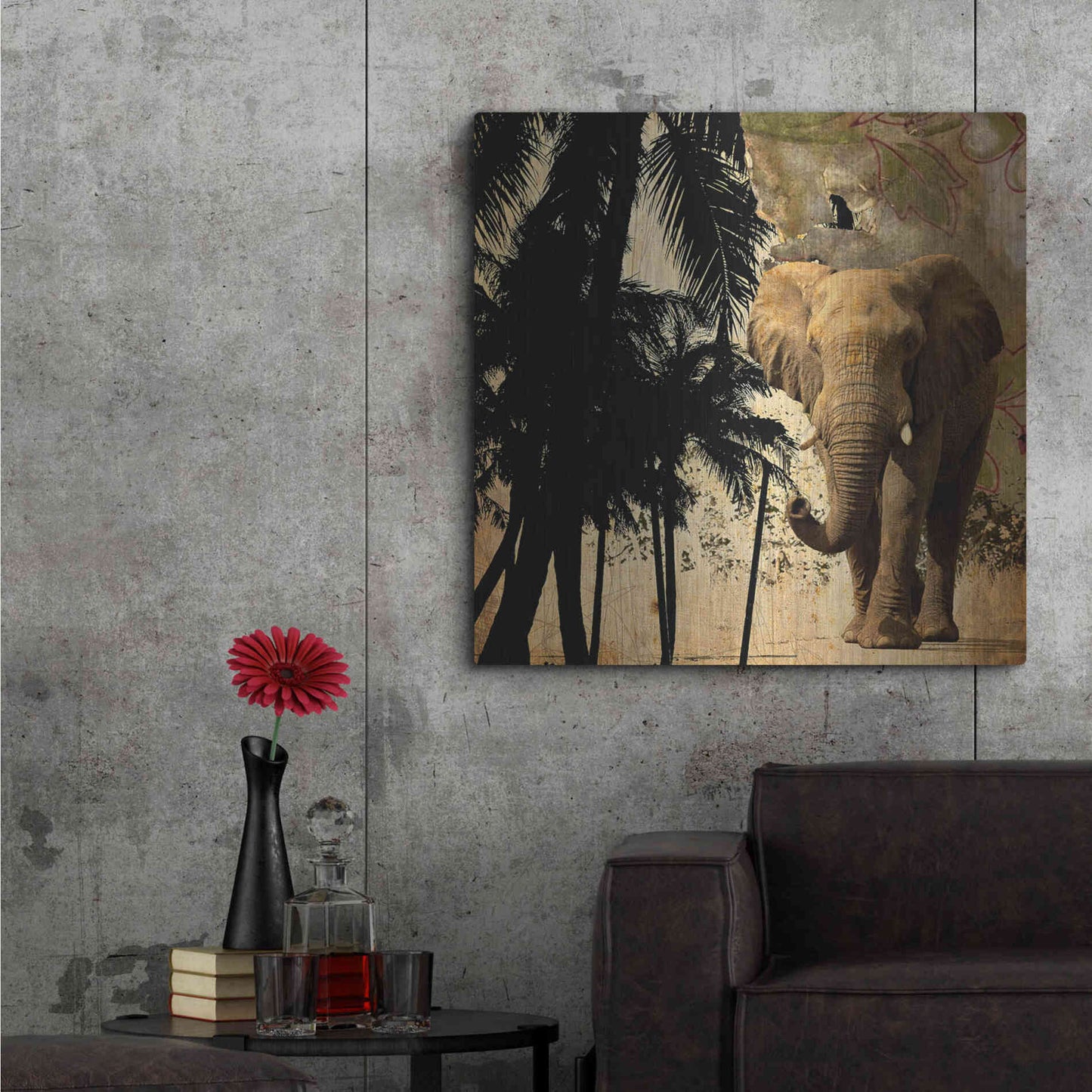 Luxe Metal Art 'Mighty Elephant 2' by GraphINC, Metal Wall Art,36x36