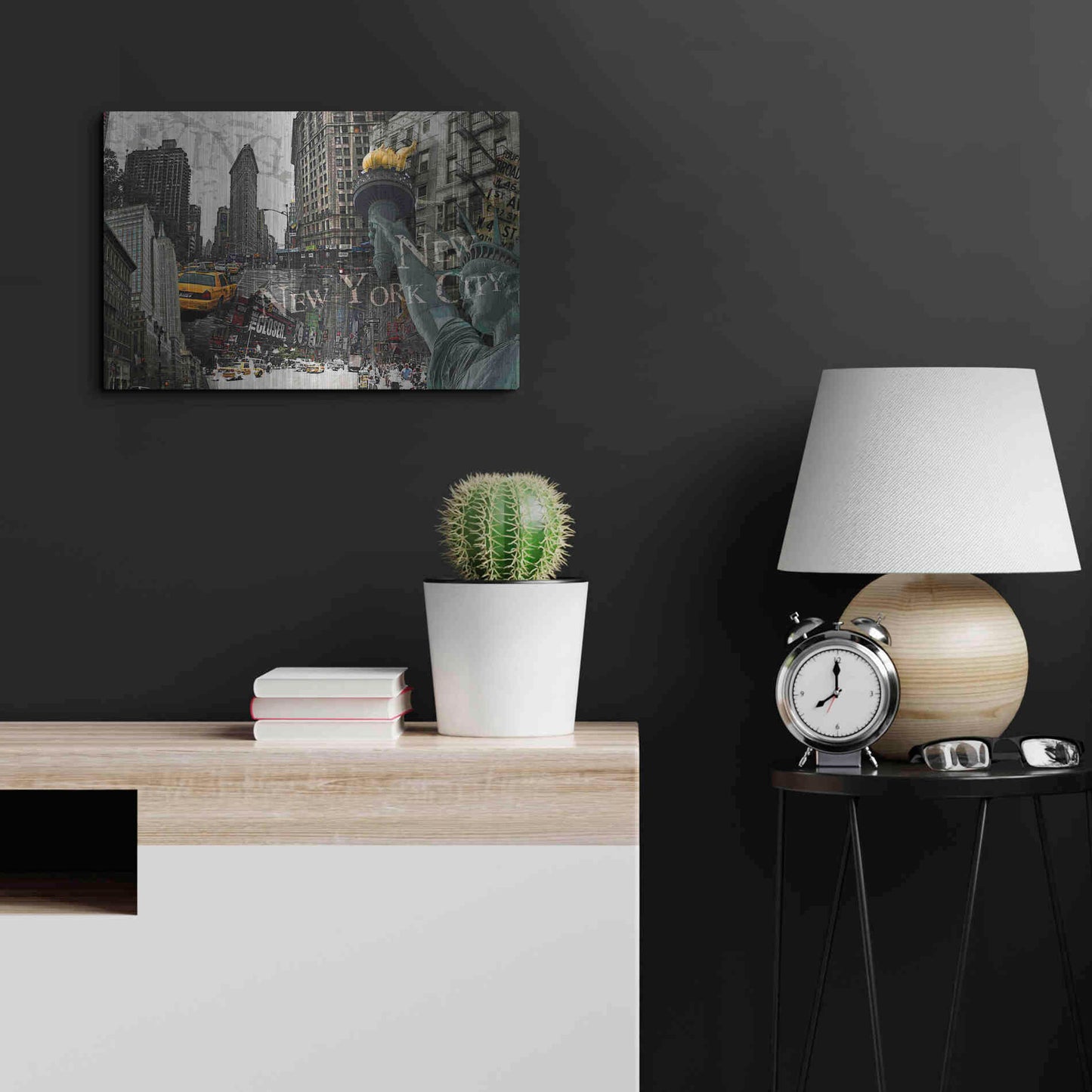 Luxe Metal Art 'New York' by GraphINC, Metal Wall Art,24x16