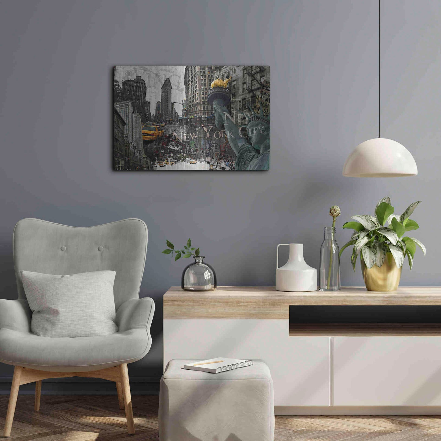 Luxe Metal Art 'New York' by GraphINC, Metal Wall Art,24x16