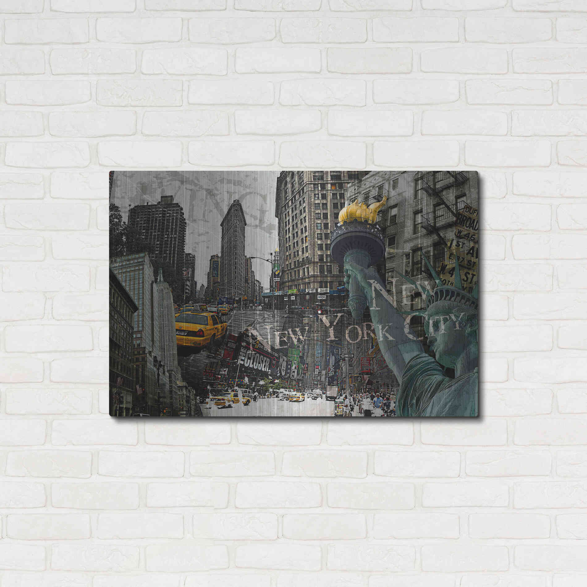 Luxe Metal Art 'New York' by GraphINC, Metal Wall Art,36x24