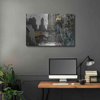 Luxe Metal Art 'New York' by GraphINC, Metal Wall Art,36x24