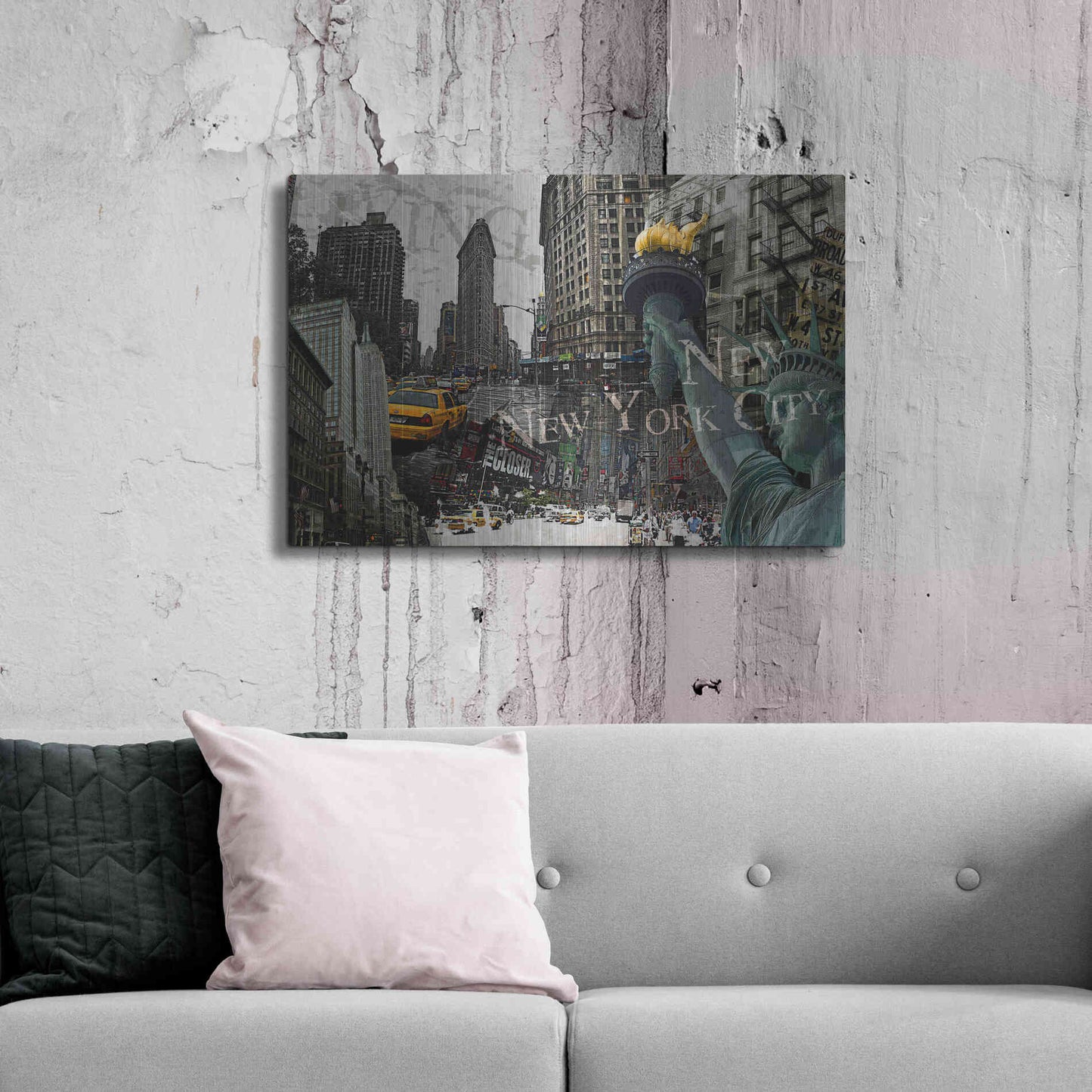 Luxe Metal Art 'New York' by GraphINC, Metal Wall Art,36x24