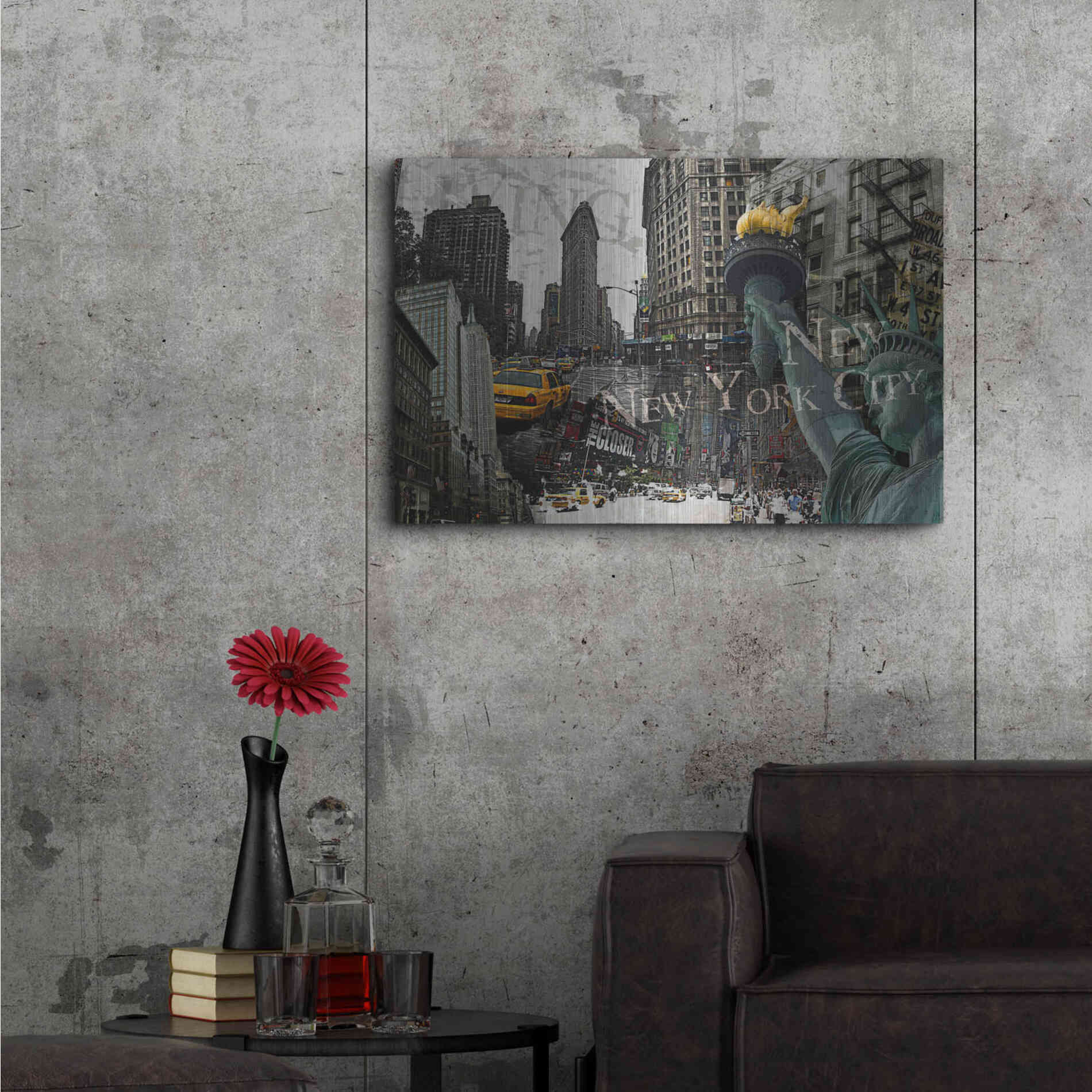 Luxe Metal Art 'New York' by GraphINC, Metal Wall Art,36x24