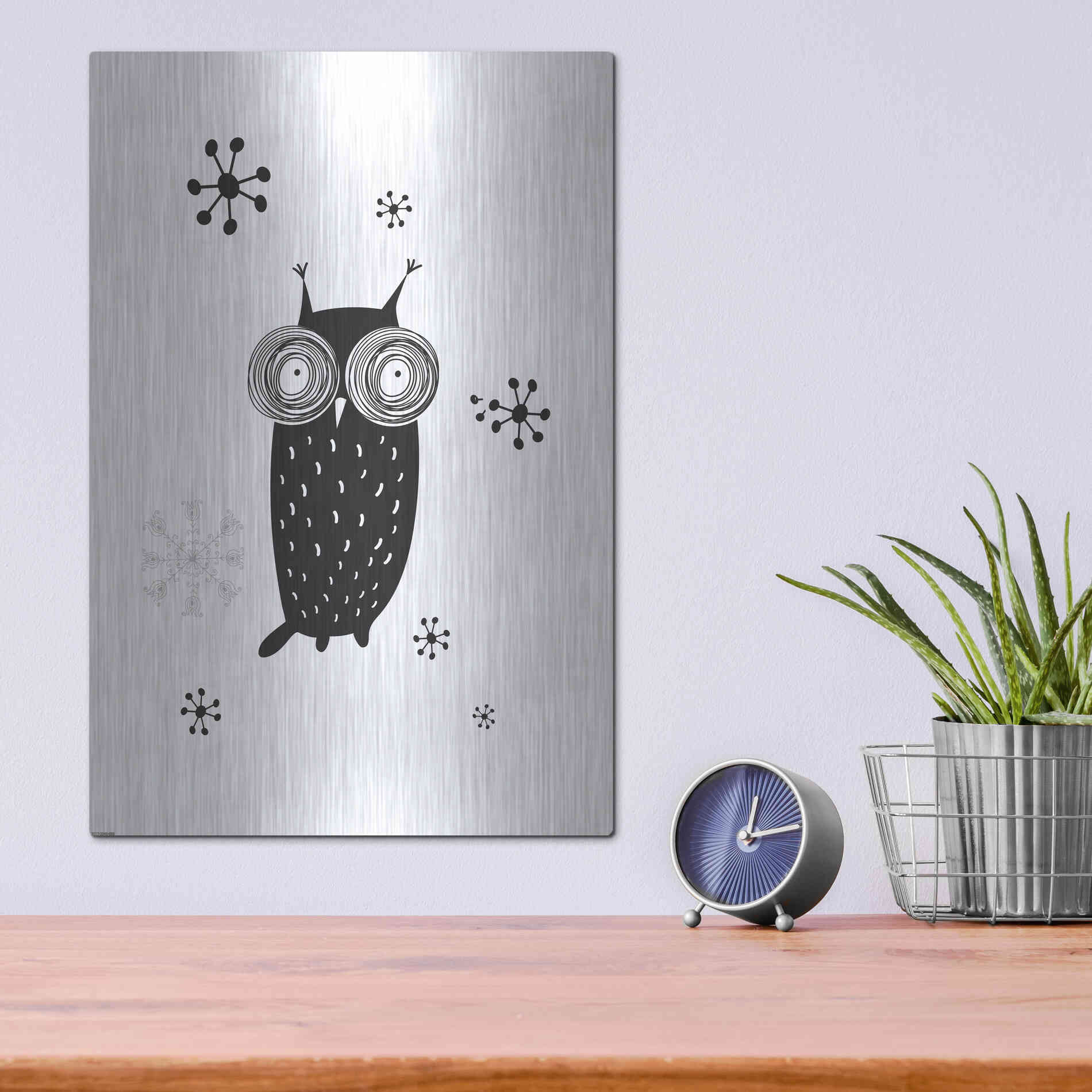 Luxe Metal Art 'Owl I' by GraphINC, Metal Wall Art,12x16