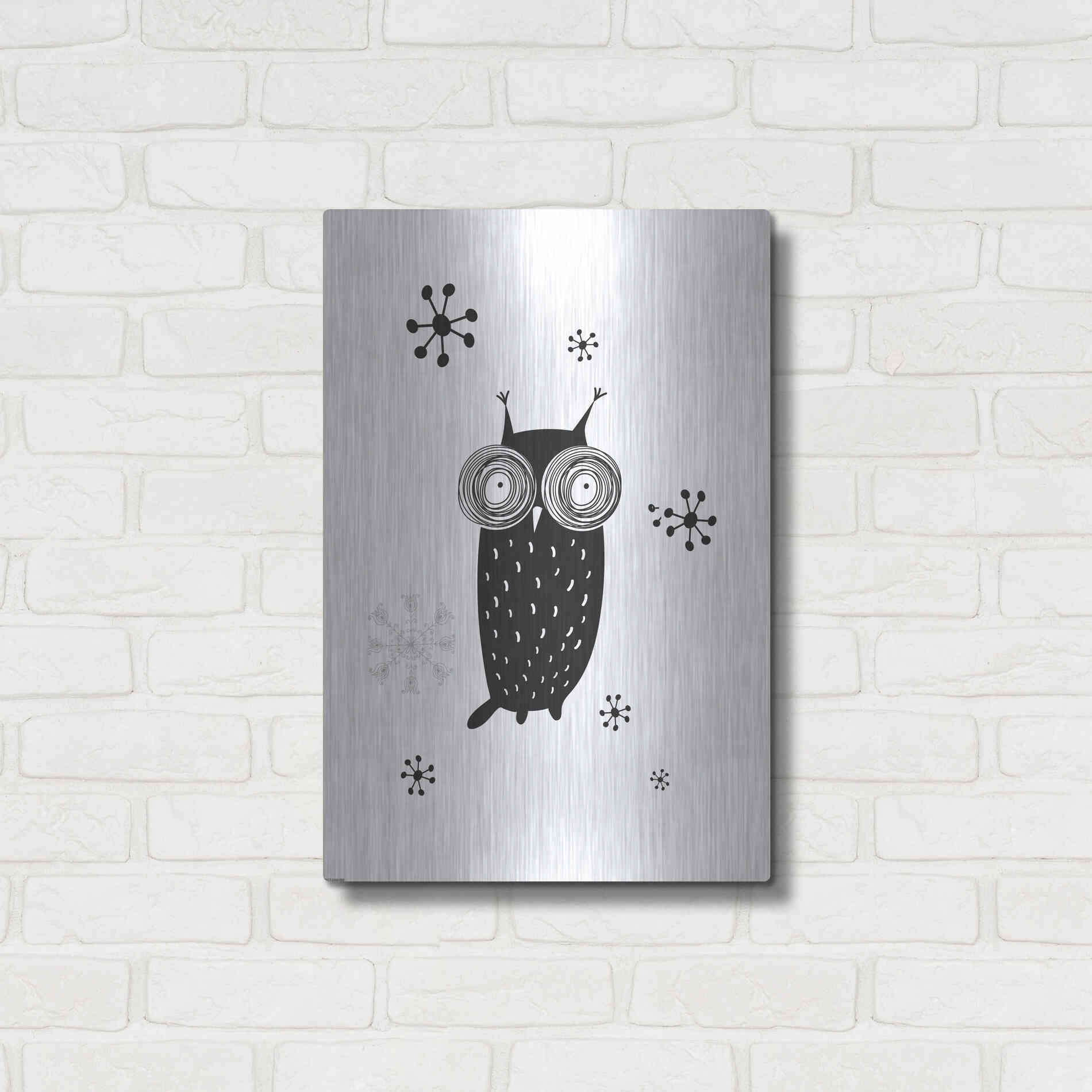 Luxe Metal Art 'Owl I' by GraphINC, Metal Wall Art,16x24