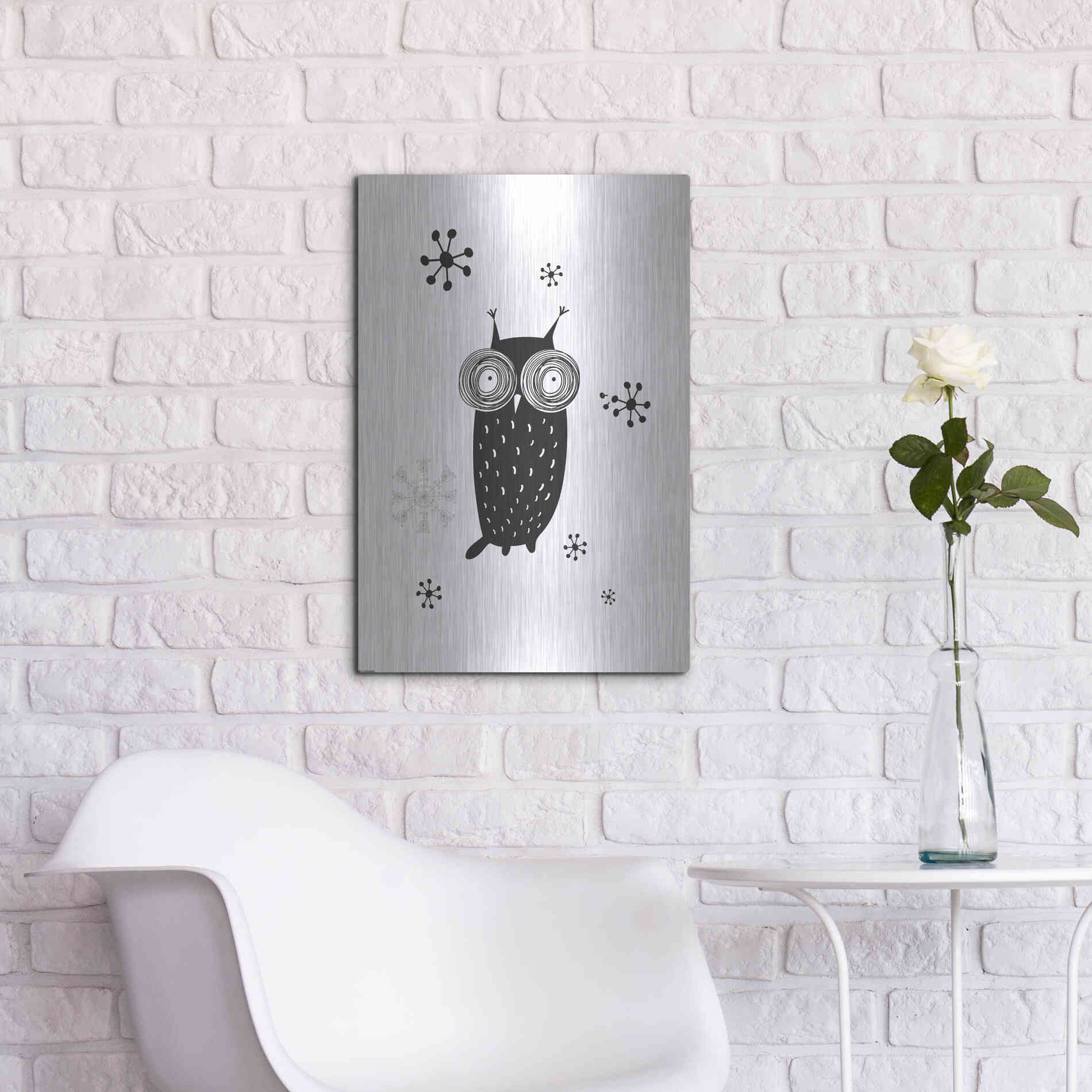 Luxe Metal Art 'Owl I' by GraphINC, Metal Wall Art,16x24