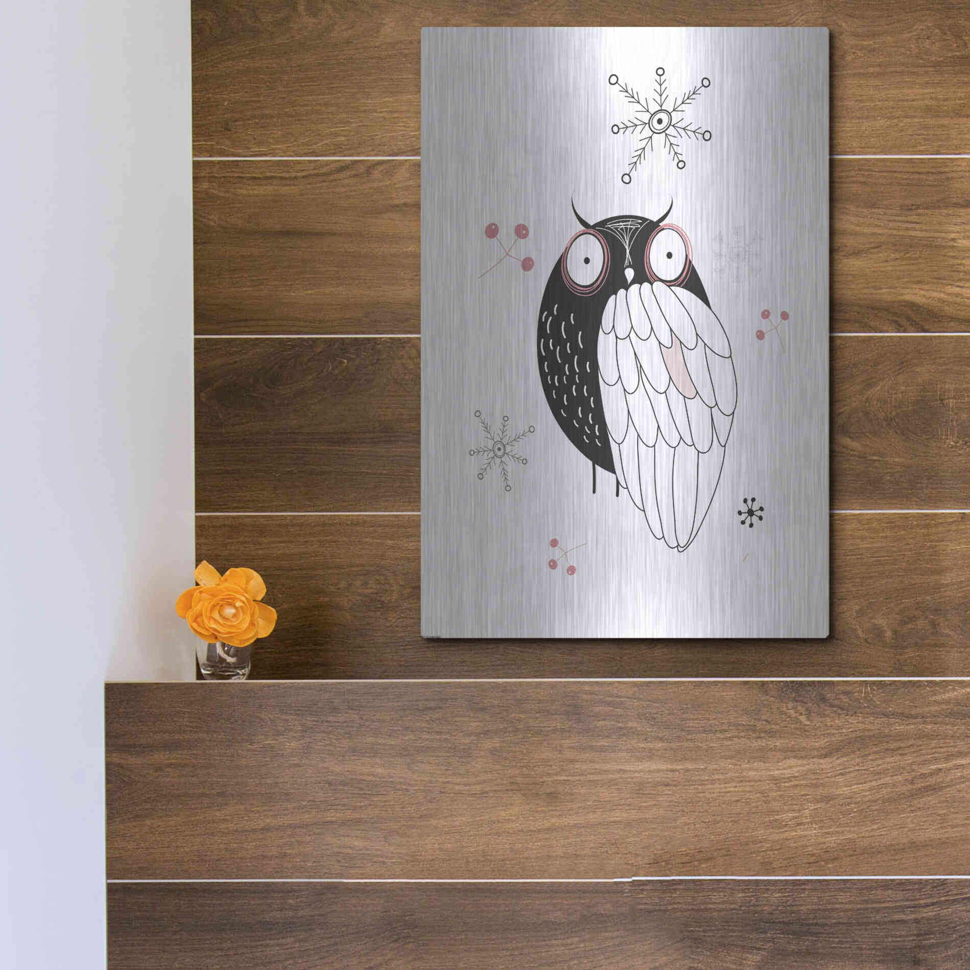 Luxe Metal Art 'Owl II' by GraphINC, Metal Wall Art,12x16