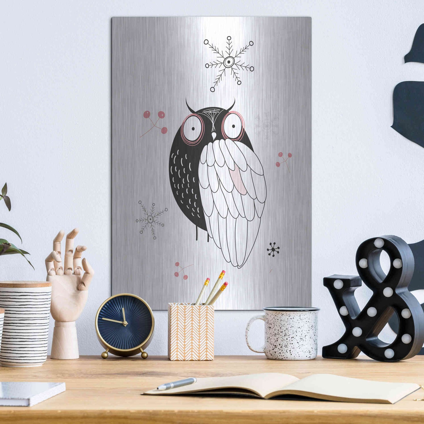 Luxe Metal Art 'Owl II' by GraphINC, Metal Wall Art,12x16