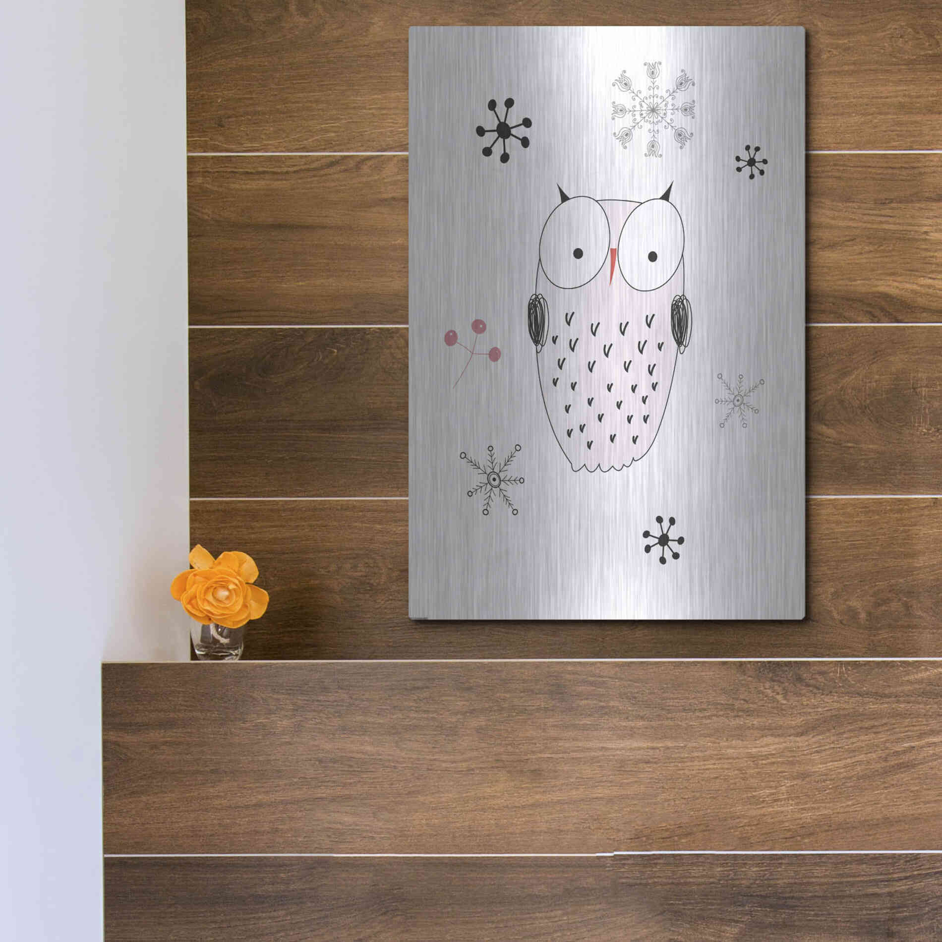 Luxe Metal Art 'Owl III' by GraphINC, Metal Wall Art,12x16