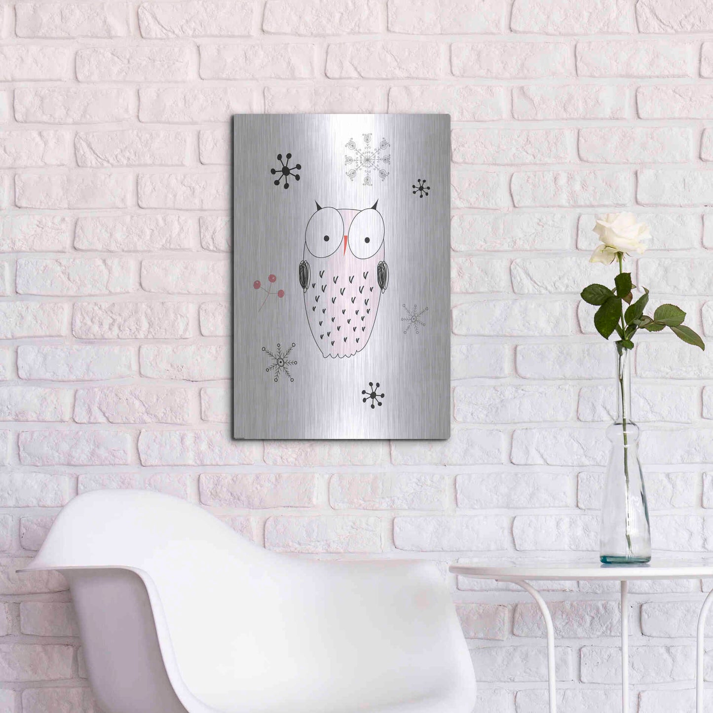 Luxe Metal Art 'Owl III' by GraphINC, Metal Wall Art,16x24