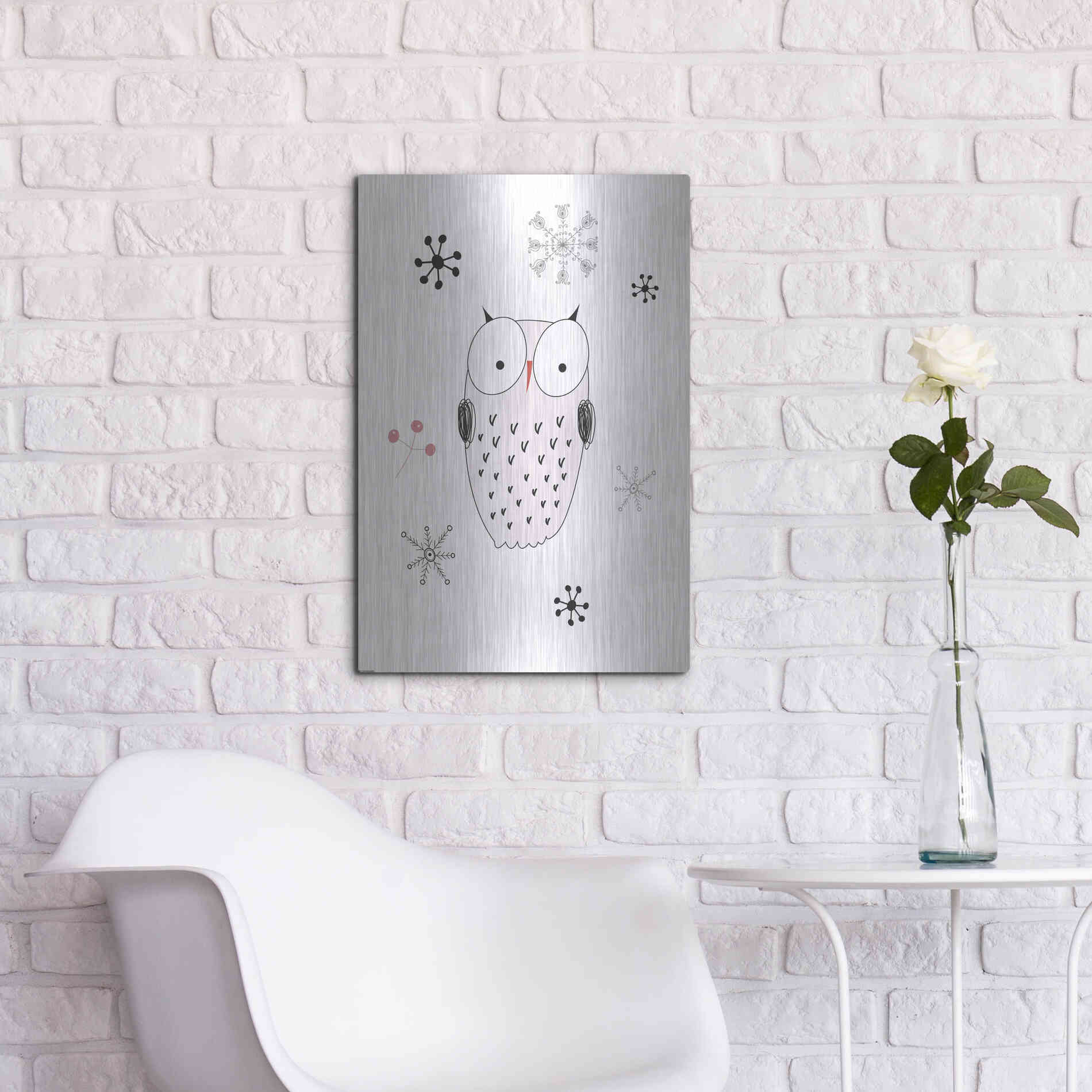 Luxe Metal Art 'Owl III' by GraphINC, Metal Wall Art,16x24