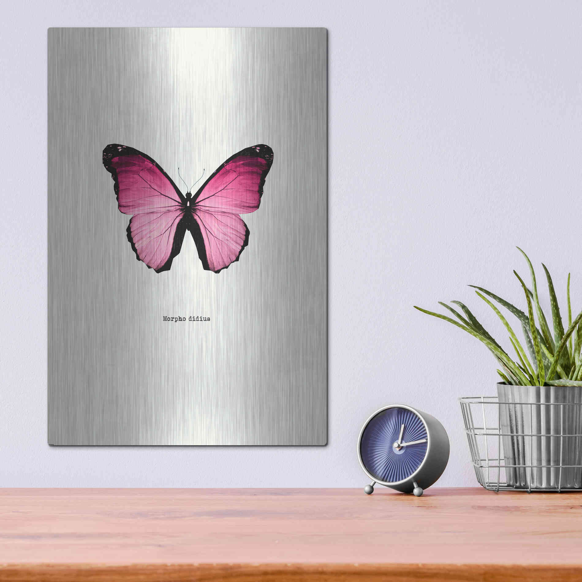 Luxe Metal Art 'Pink Butterfly' by GraphINC, Metal Wall Art,12x16