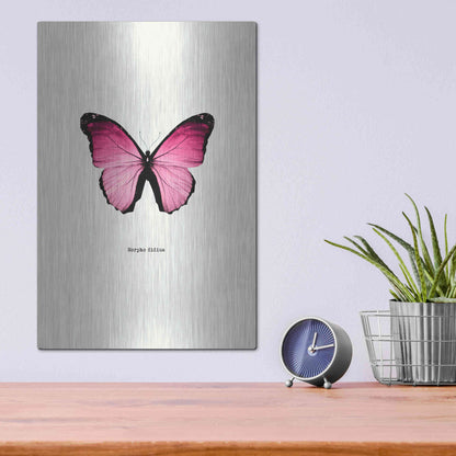 Luxe Metal Art 'Pink Butterfly' by GraphINC, Metal Wall Art,12x16