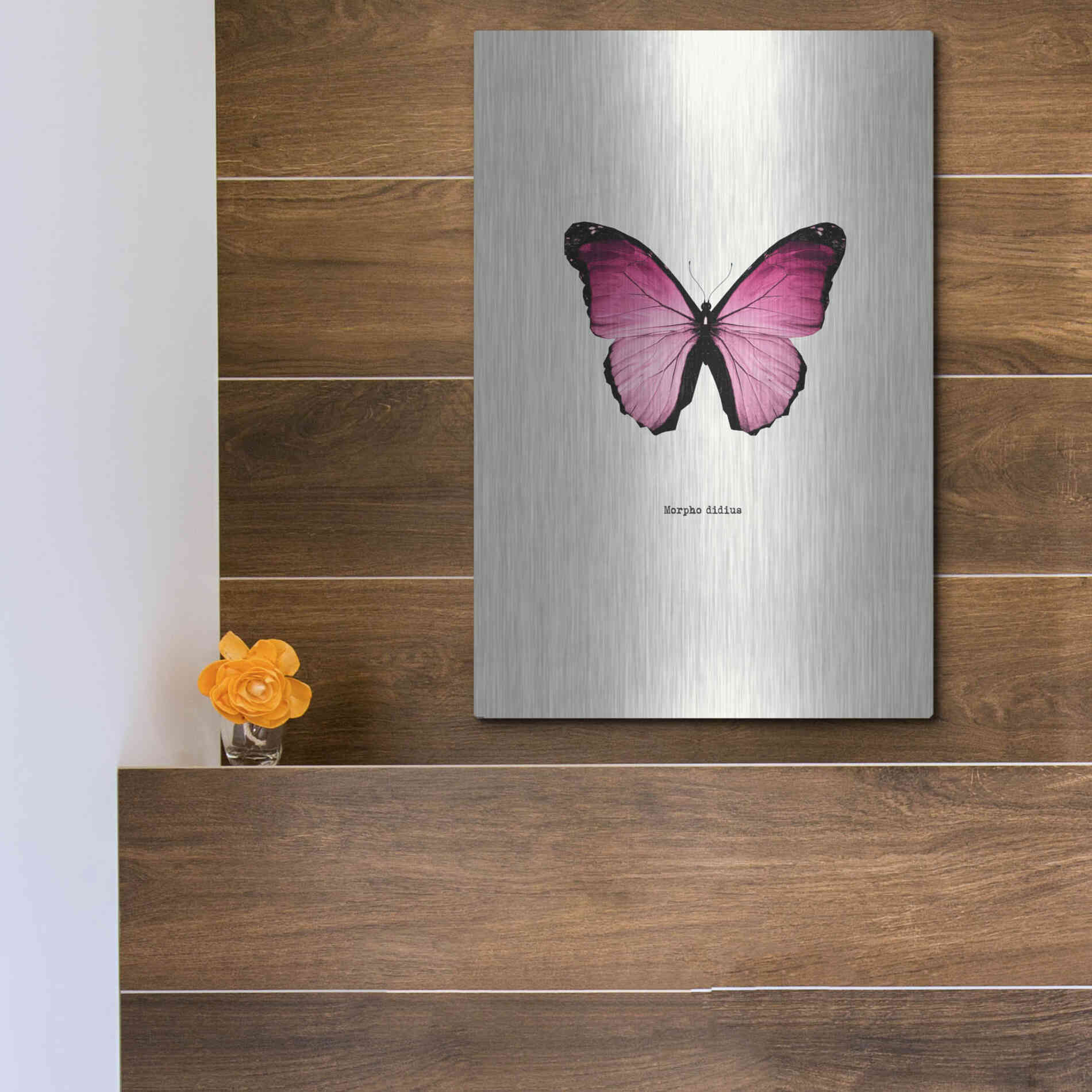 Luxe Metal Art 'Pink Butterfly' by GraphINC, Metal Wall Art,12x16