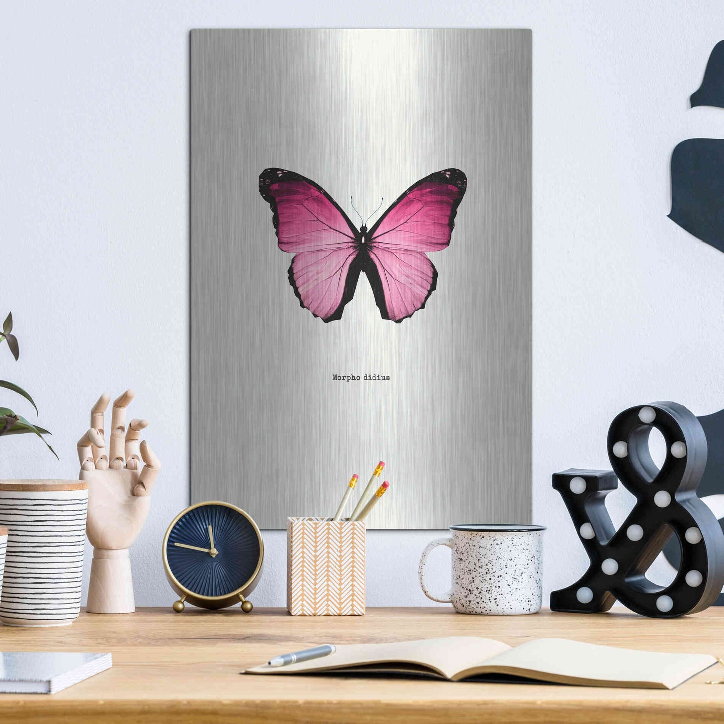 Luxe Metal Art 'Pink Butterfly' by GraphINC, Metal Wall Art,12x16