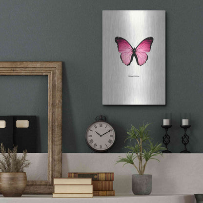 Luxe Metal Art 'Pink Butterfly' by GraphINC, Metal Wall Art,12x16