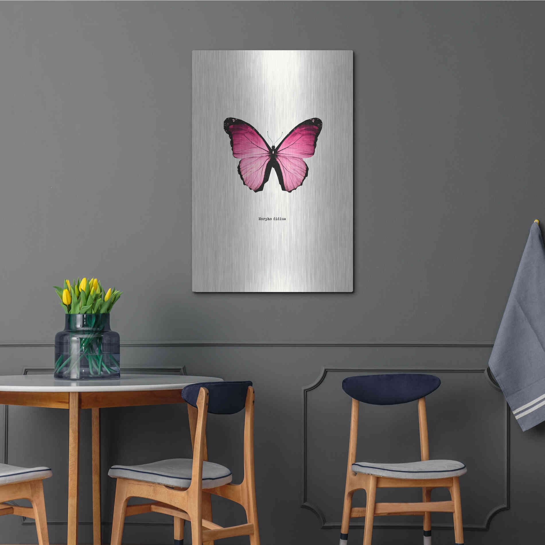 Luxe Metal Art 'Pink Butterfly' by GraphINC, Metal Wall Art,24x36