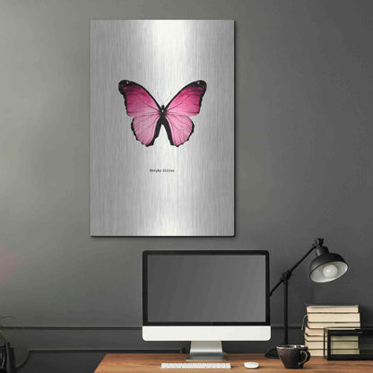 Luxe Metal Art 'Pink Butterfly' by GraphINC, Metal Wall Art,24x36